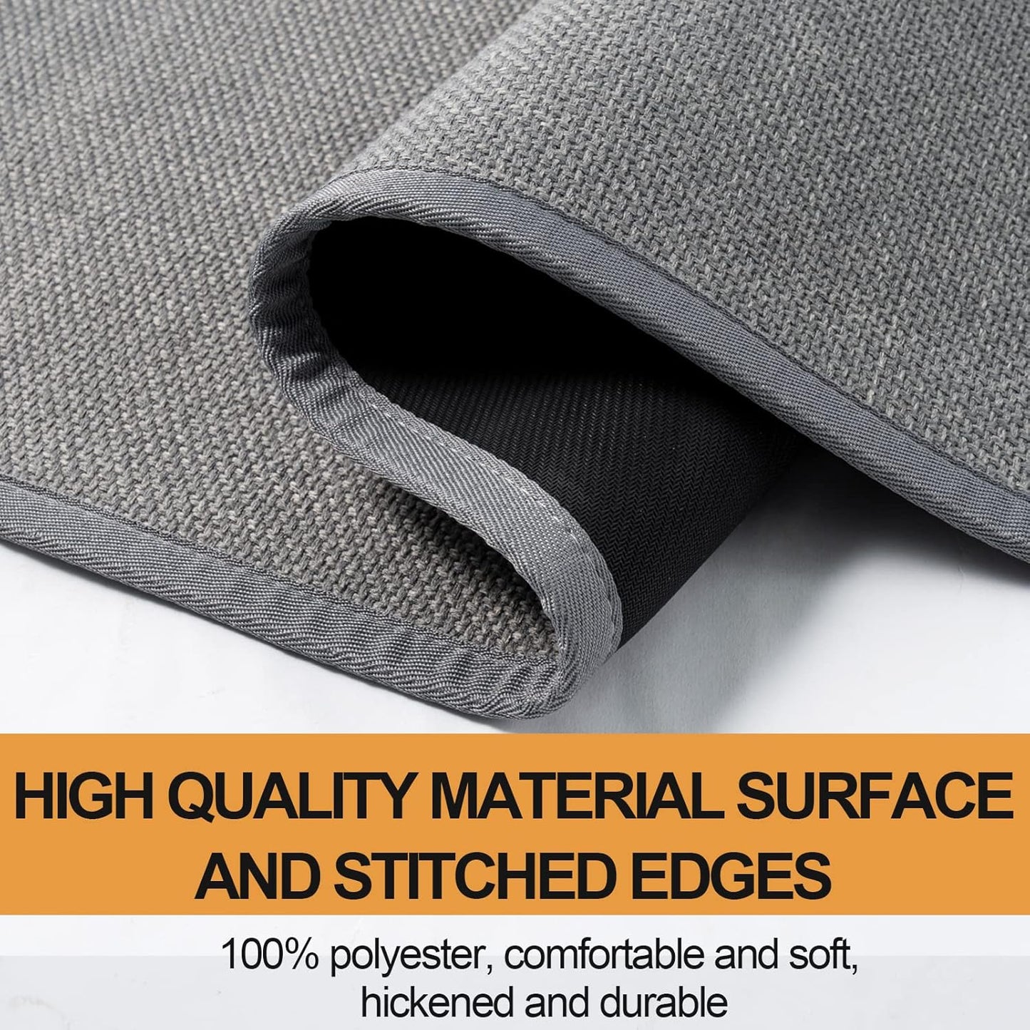 Kitchen Mat 1 PCS, Cushioned Non Slip Rugs for Kitchen Floor, Absorbent Runner Comfort Standing Mats Washable for Kitchen, Office, Home (Grey, 17.3"x47")