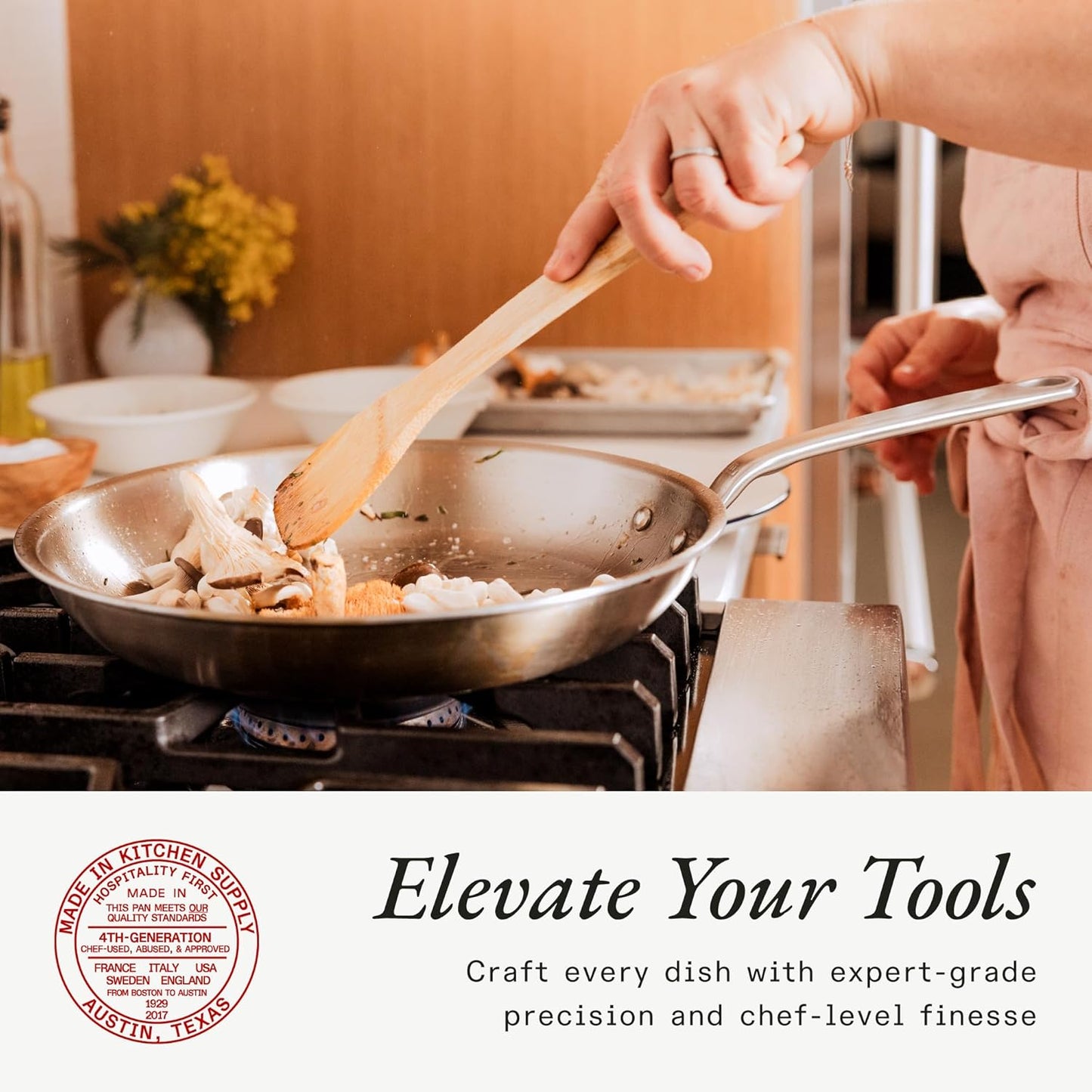 Made In Cookware - 12-Inch Stainless Steel Frying Pan With Lid - 5 Ply Stainless Clad - Professional Cookware - Crafted in Italy - Induction Compatible