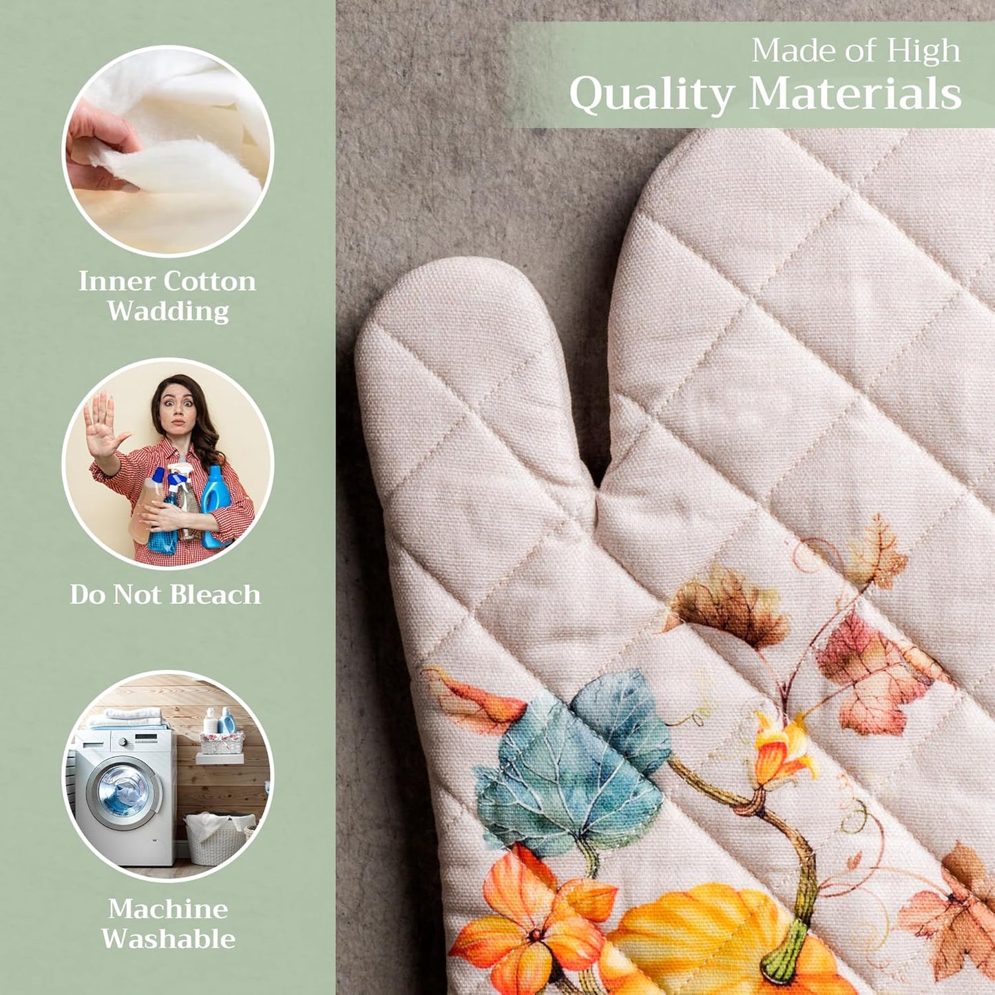 Maison d' Hermine Oven Gloves 100% Cotton Oven Mitt 7" x 13" with Loop Heat Resistant, BBQ, Cooking Gloves, Baking, Grilling, Kitchen, Handling Hot Pans (Pack of 1, Potiron)