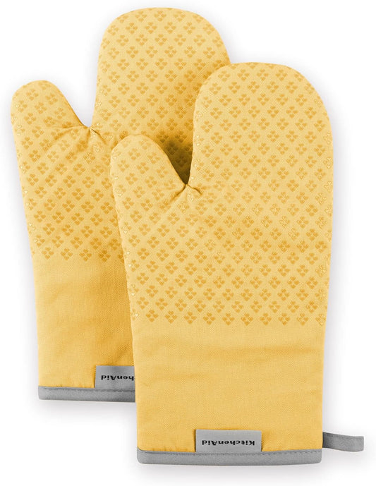 KitchenAid Asteroid Oven Mitt Set, 7"x12.5", Buttercup Yellow, 2 Piece