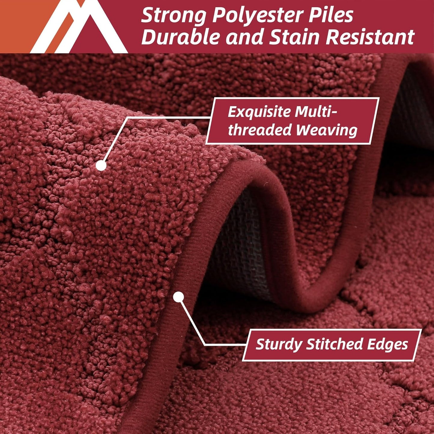 COSY HOMEER-Kitchen-Rugs 20"x48" Non-Slip Absorbent Soft Kitchen Runner Rug Polyester Kitchen Mats for Floor Washable Kitchens Standing Floor Mat for Sink Mat,Hallway,Laundry,Red