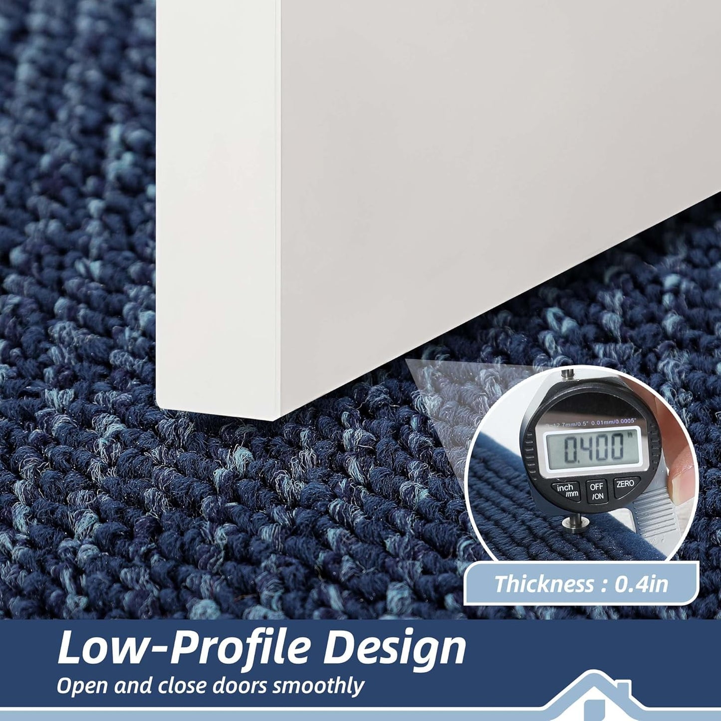 BEQHAUSE Indoor Door Mat 24" x 60", Dirt Trapper Door Mats Non-Slip Entryway Rugs Washable, Resist Dirt Absorbent Welcome Mat, Low Profile Floor Mats for Front Back Door and Entryway, Blue