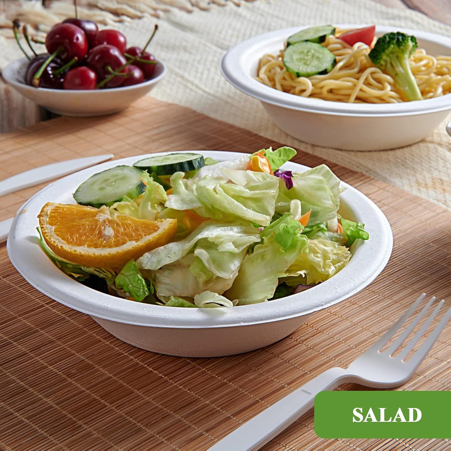 Vplus 200 Pack 12 OZ Paper Bowls, Disposable Compostable Bulk, Eco-friendly Bagasse, Heavy-duty Bowls Perfect for Milk Cereals, Snacks, Salads