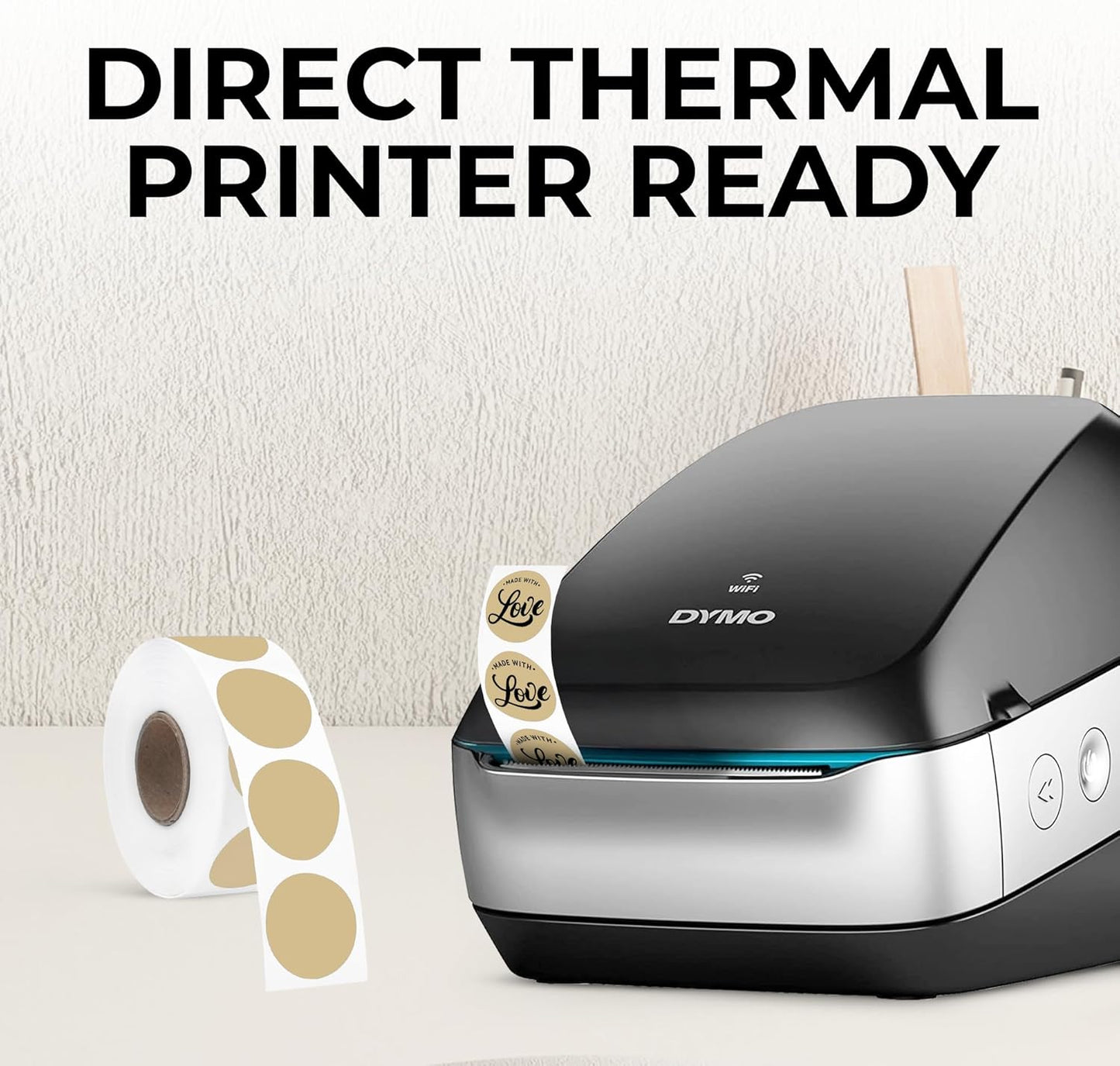 Perco Light Brown 1-inch Round Circle Thermal Sticker Labels - 735 Labels/Roll, Direct Thermal Printer Compatible, Permanent Adhesive, Vibrant Colors, Strong Hold, Perforated for Easy Use—Made in USA