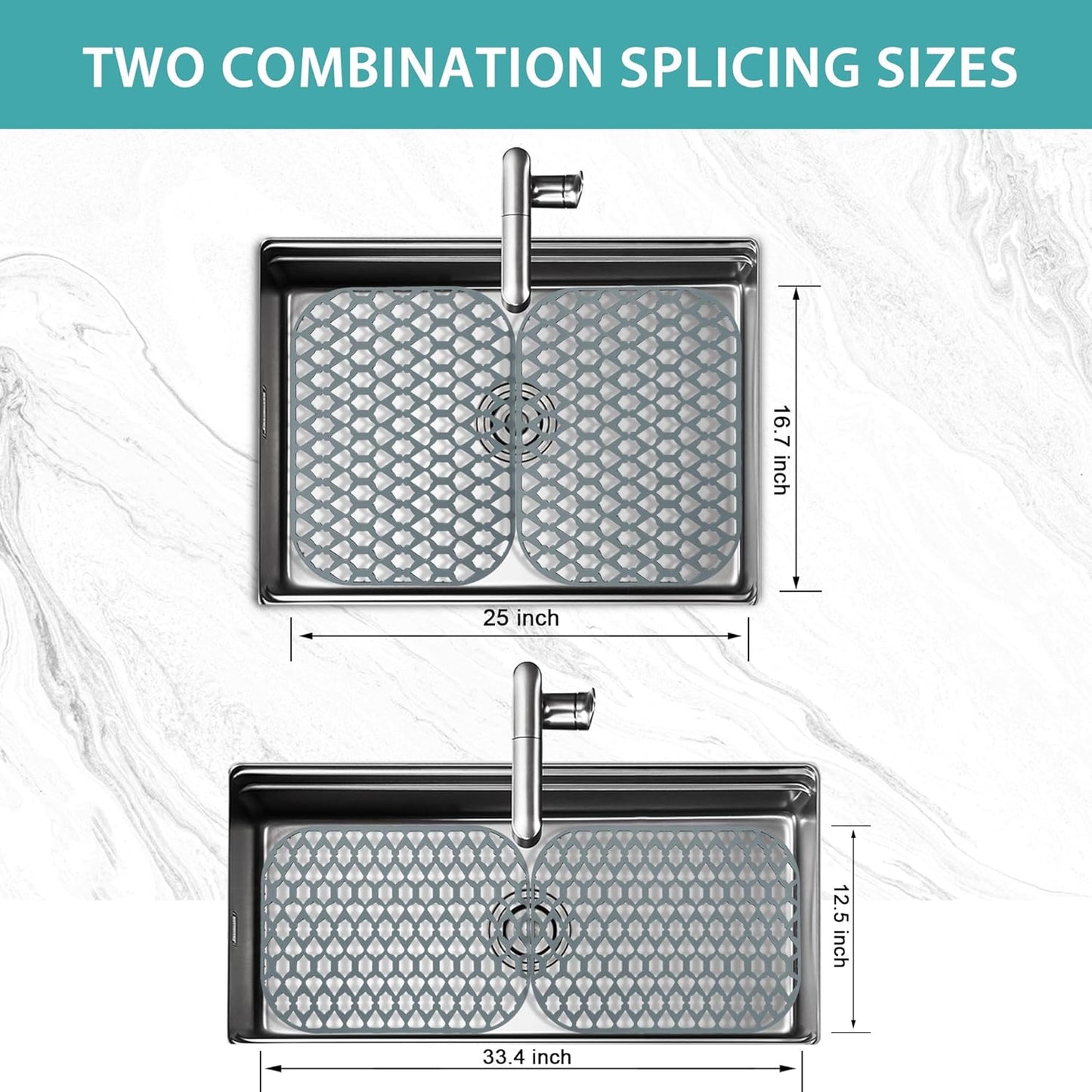 Sink Protectors for Kitchen Sink 13x11 &16x12 &19x14 &21x16 &22x13 &24x13 &26x14 &28x14 &30x16, Large Silicone Sink Mats Grid for Bottom of Farmhouse Sink (16.7”x12.5”)