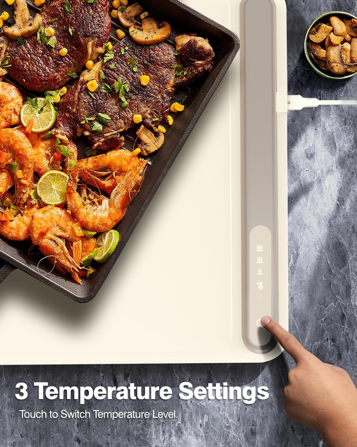 Electric Warming Tray - Full Surface Heating,Rollable & Portable,Premium Silicone Nano-Material,3 Temperature Settings,Auto Shut-Off -Versatile Food Warmer for Gatherings,Parties,Everyday Use