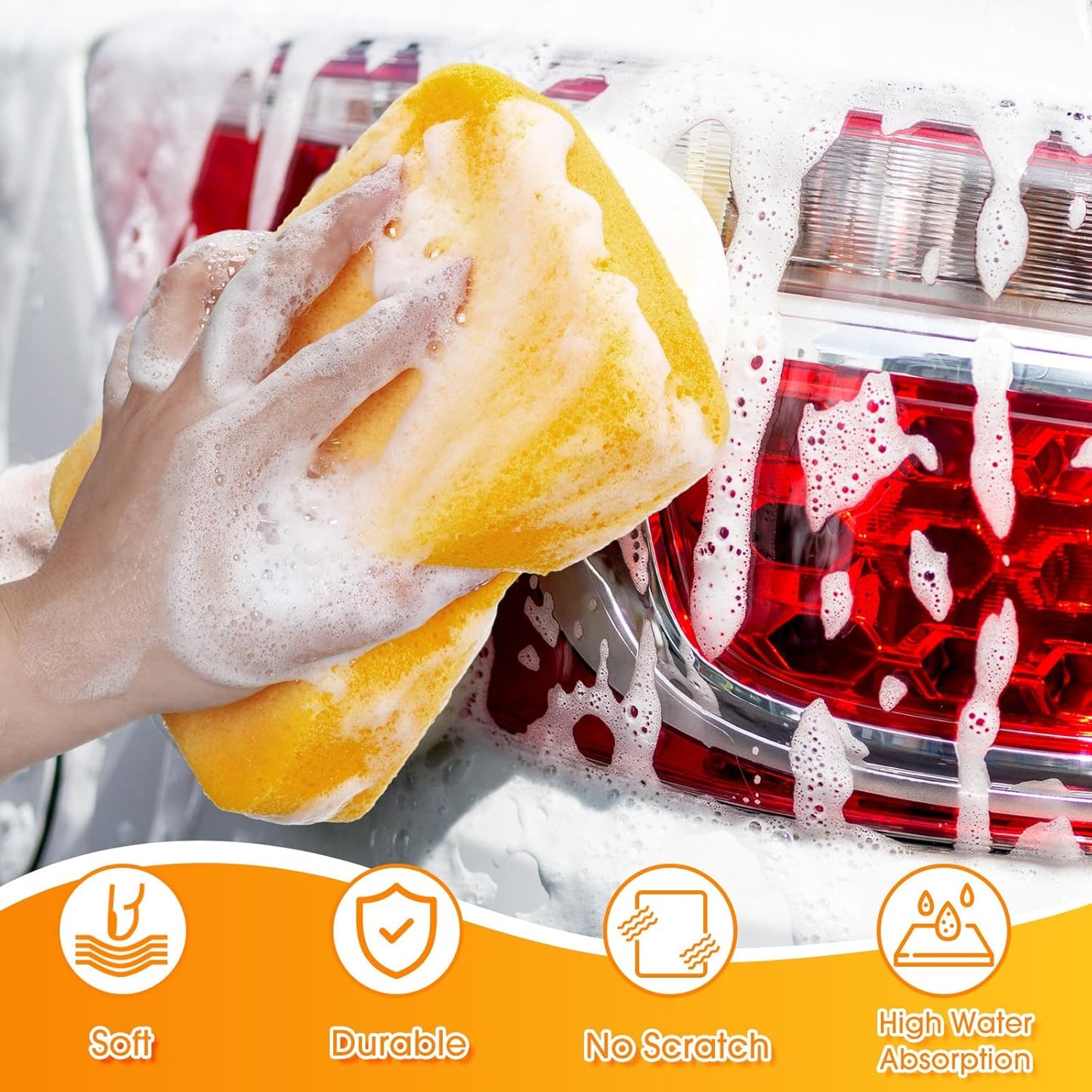 Tioncy 60 Pcs Large Sponges Bulk 7.5 x 5.5 x 1.9 Inch Grouting Car Wash Foam Cleaning and Washing Sponge Commercial Foam Large All Purpose for Cleaning Dishes Car Tile Bike (Yellow)