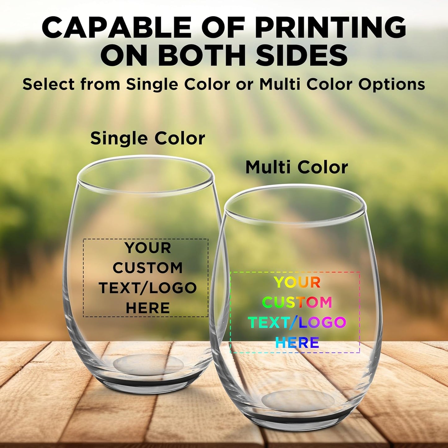 Custom Stemless Wine Glasses by ARC 5.5 oz. Set of 50, Personalized Bulk Pack - Perfect for Hotel, Bar, Restaurant or Lounge - Black