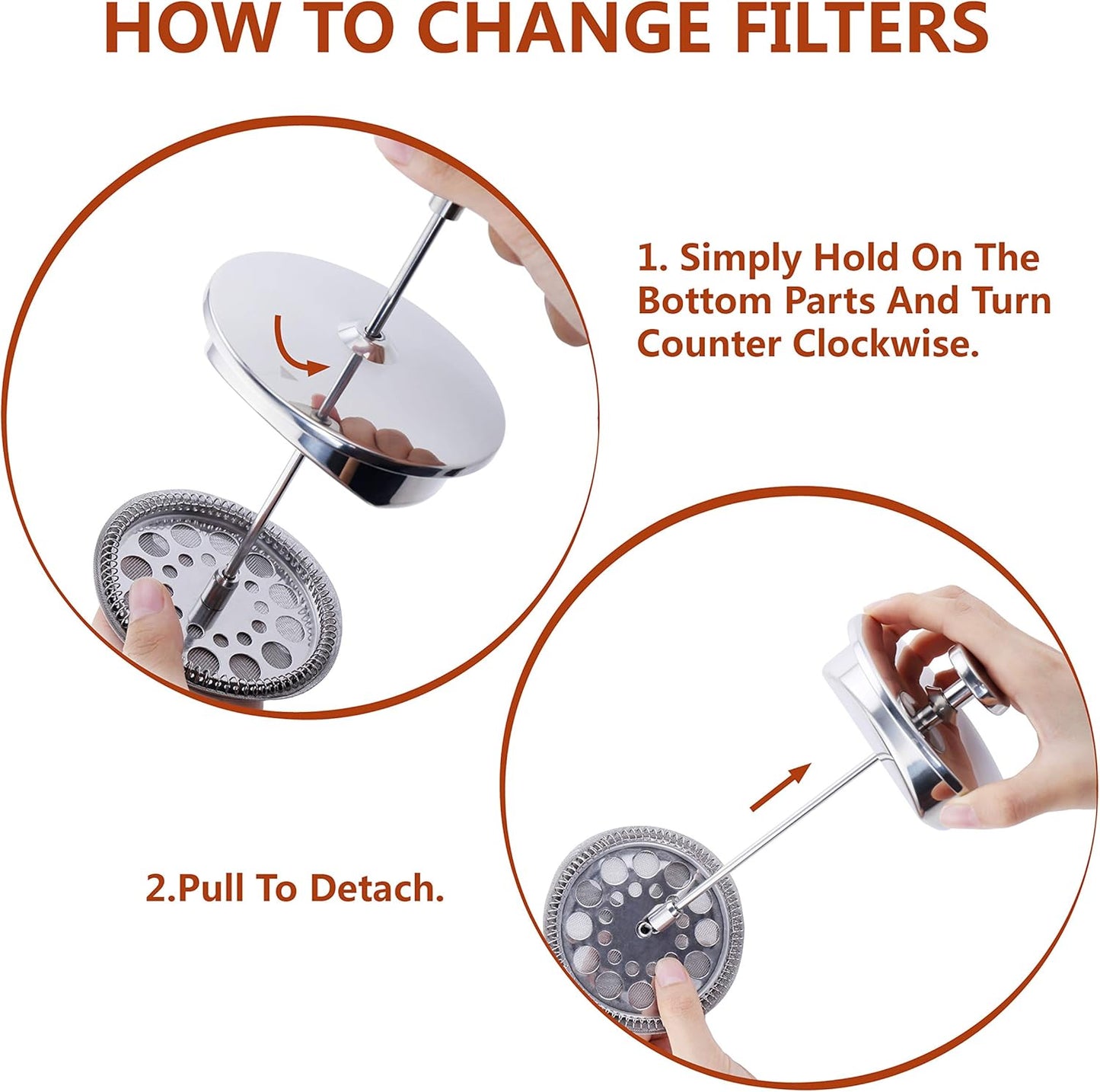 French Press Coffee Maker – Single Serve 1 Cup Small Stainless Steel Thermal Double Walled French Press 350ML/12OZ