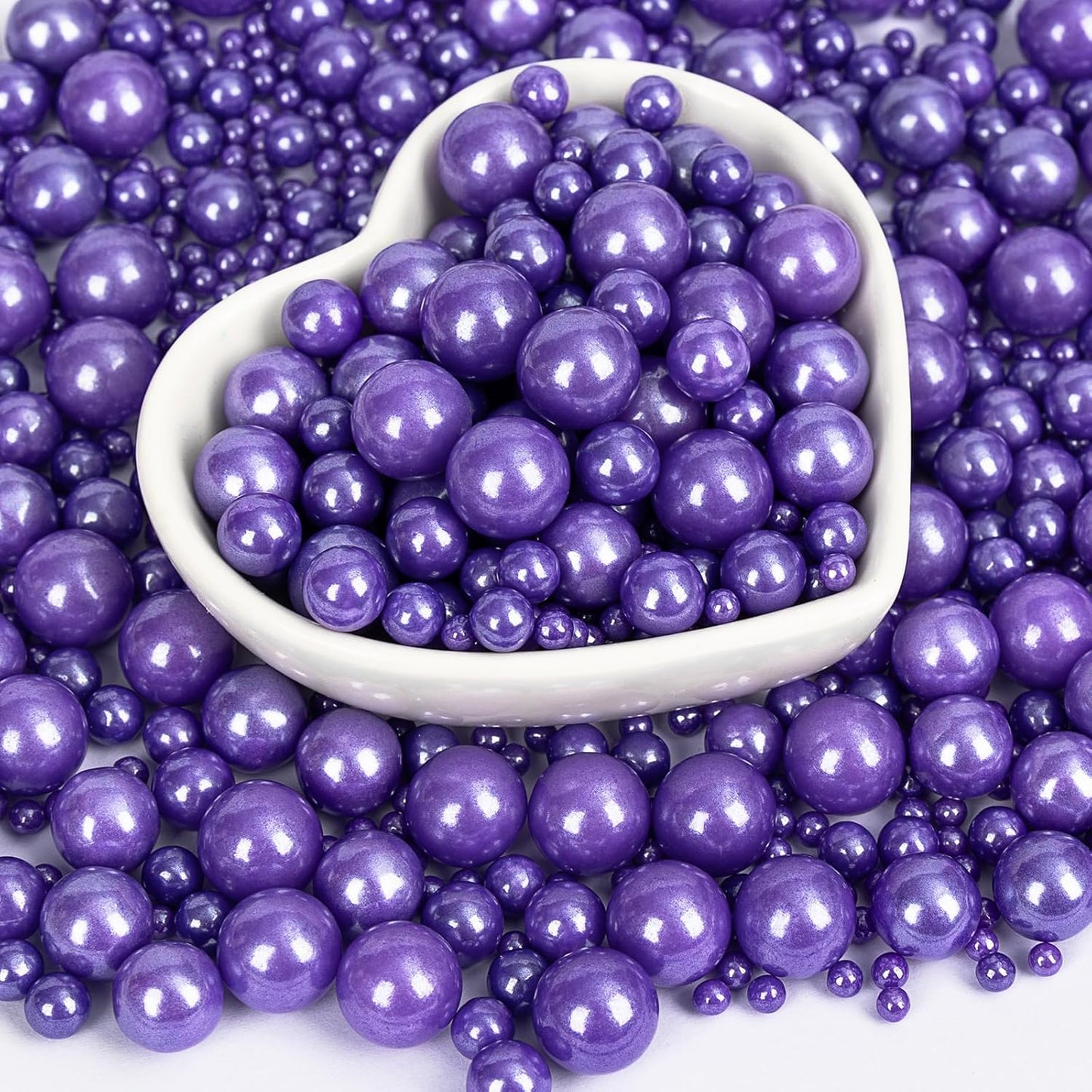 Edible Pearl Sprinkles,Purple Pearl Sugar Sprinkles,Mix Size,Baking Edible Cake Decorations Candy,Cupcake Toppers,Cookie Decorating Donuts Ice Cream Toppings, Party Supplies130g/4.58oz