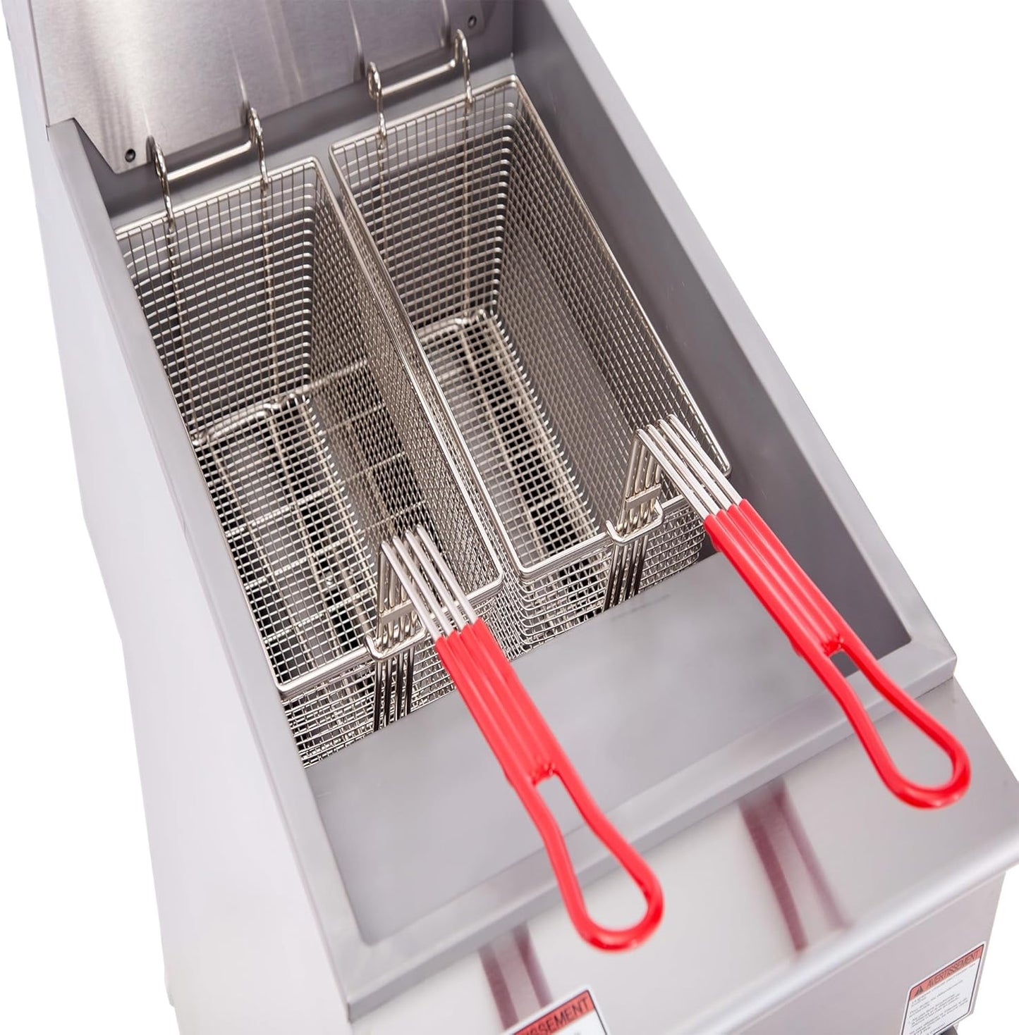 CLIVIA Gas Deep Fryer, Commercial Floor Natural Gas Fryer with 2 Basket, 55 lb. Capacity with 4 Burners, 120,000 BTU Free Standing Floor Fryer for Restaurants