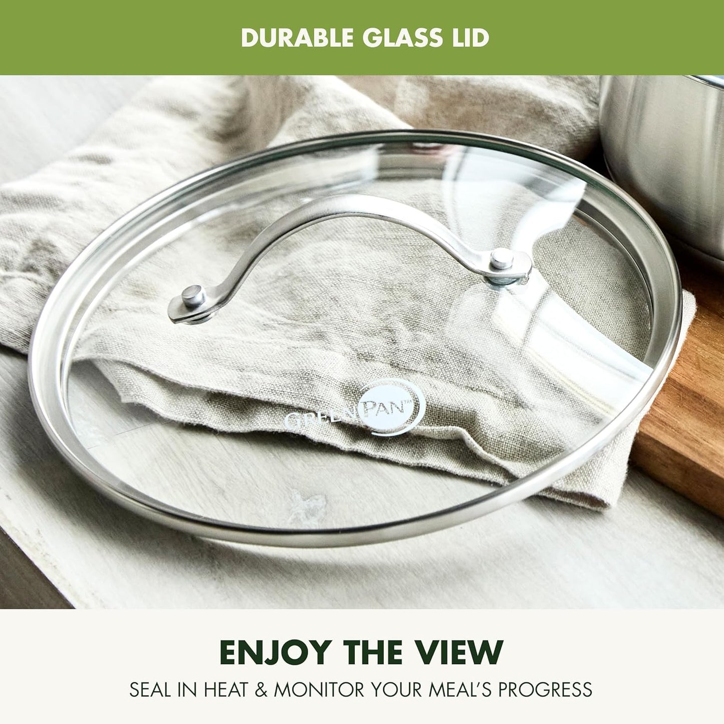 GreenPan Stainless Steel Treviso 2.1QT Saucepan with Lid, Healthy Ceramic Nonstick, PFOA-Free PFAS-Free, Induction, Dishwasher Safe, Oven Safe, Even Heating, Silver