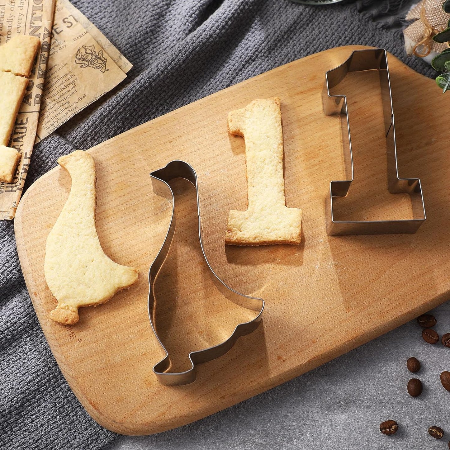 Honeydak 2 Pcs 5 Inch One Silly Goose Cookie Mold Goose Cookie Cutter Number 1 Cutter Metal Pancake Fondant Cake Mold First Birthday Baking Supplies