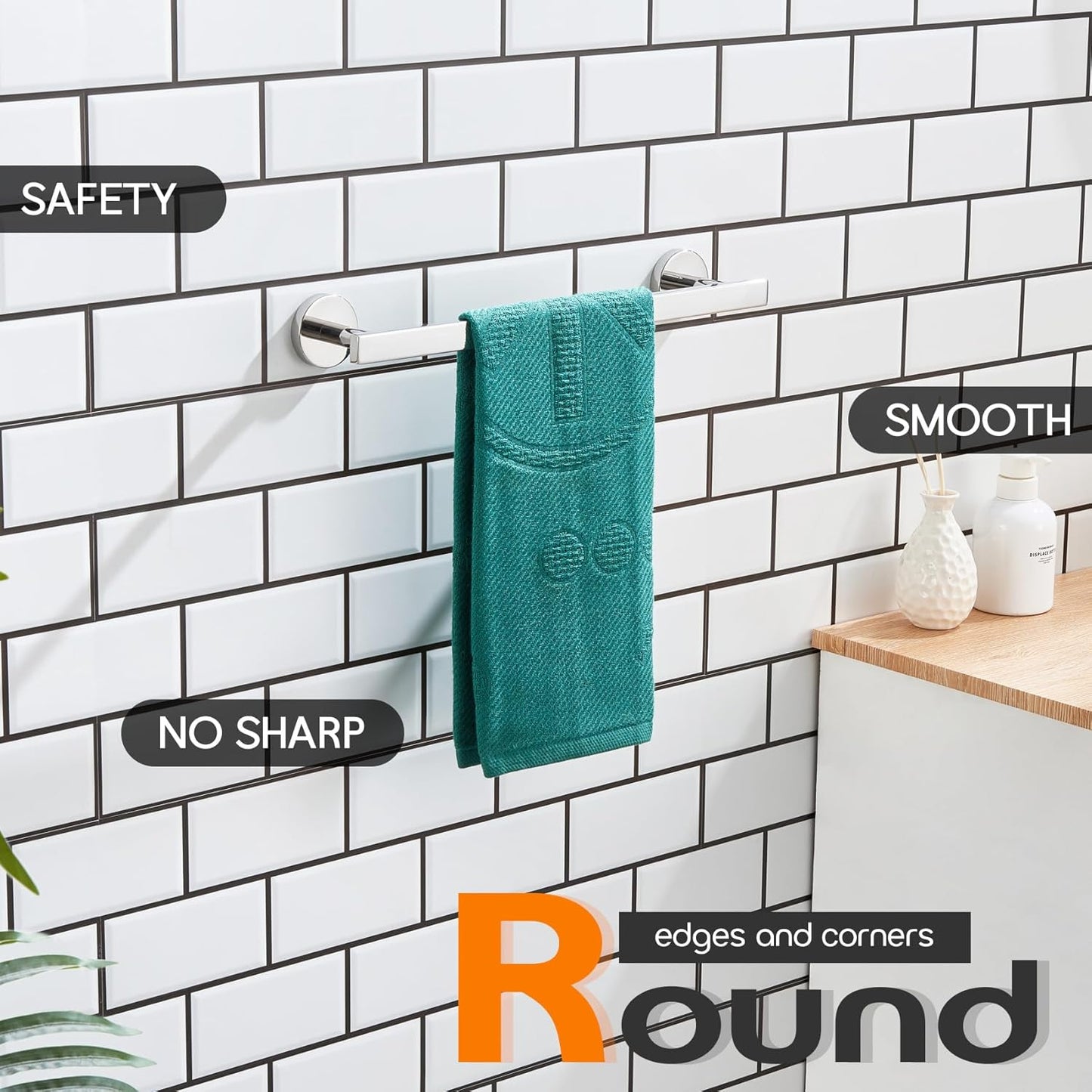 16 Inch Bathroom Towel Bar Bath Towel Rack Kitchen Towel Holder Towel Hanger Wall Mounted SUS304 Stainless Steel 2 Pack Polished Chrome AN4001CH-L16-P2