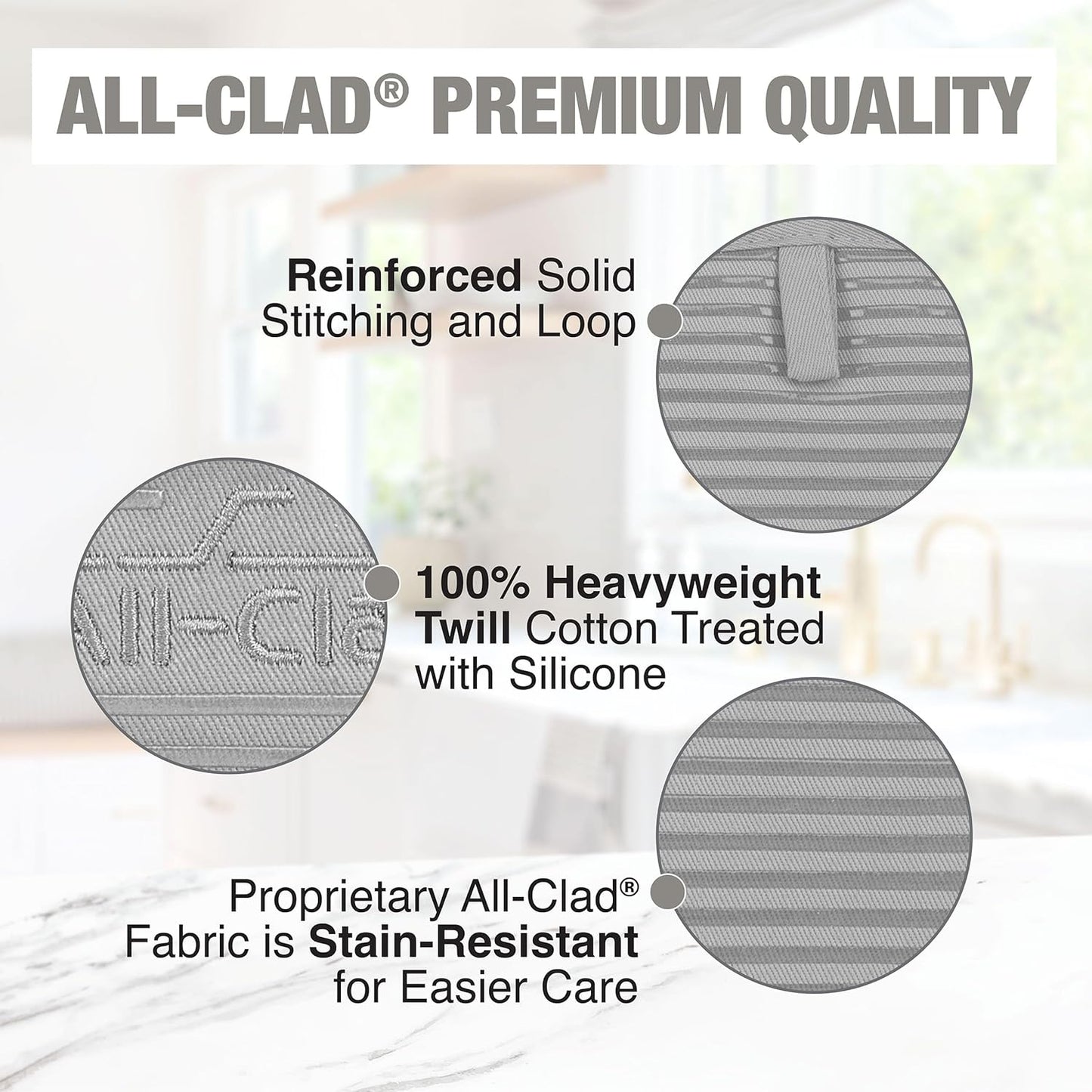 All-Clad Premium Pot Holder & Hot Pad: Heat Resistant to 500 Degrees - 100% Cotton, 10"x6.25" Hot Pad for Kitchen and Barbeque, (1-Pack), Titanium