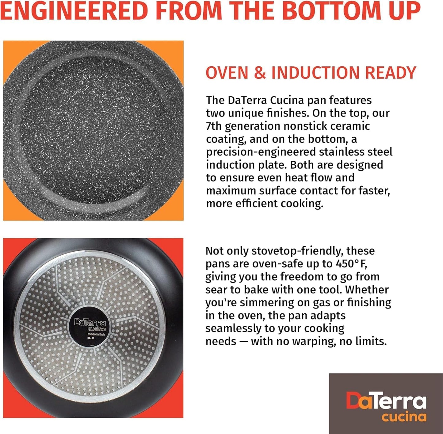 DaTerra Cucina - 5 Qt Nonstick Ceramic Dutch Oven Pot with Lid – Lightweight Nonstick Pot with Dual Handles, Perfect for Soup, Pasta, Sautéing, Searing, Induction & Stovetop Safe - Black