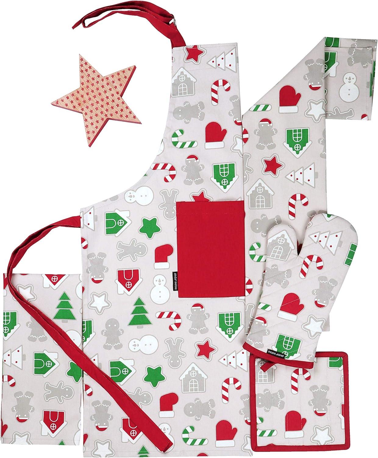 AMOUR INFINI Pot Holders Heat Resistant Cotton Set of 3 Nonslip 8"x8" Inch Hot Pads for Kitchen, BBQ, Baking & Cooking with Hanging Loops (Christmas Fun)