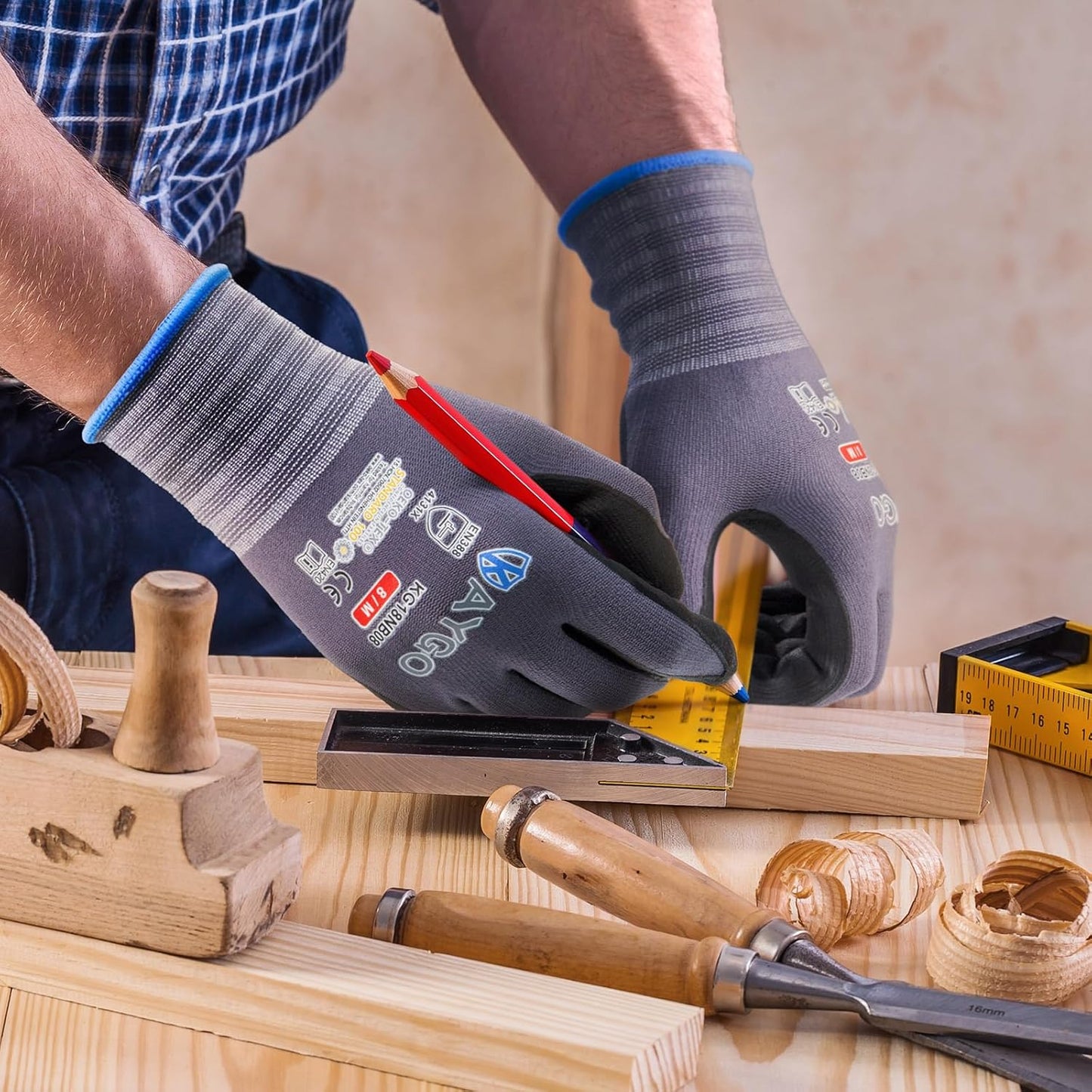 KAYGO Safety Work Gloves MicroFoam Nitrile Coated, 12 Pairs KG18NB,Seamless Knit Nylon Glove for Men and Women, Ideal for Automotive,Warehouse,Construction (Large,Gray)