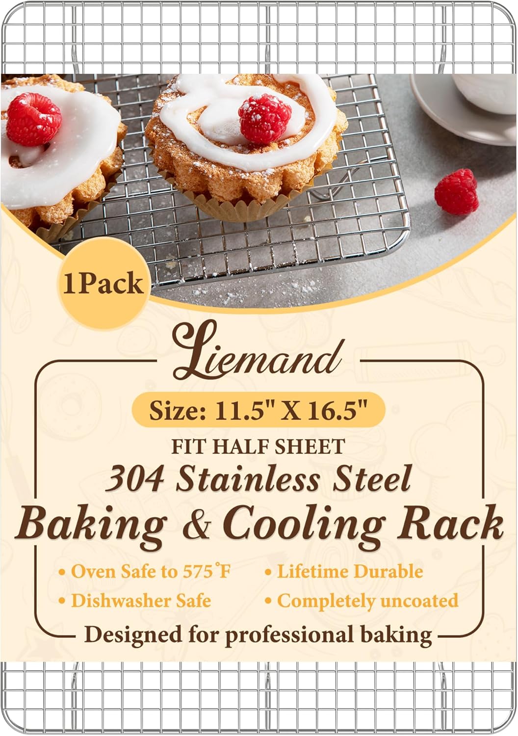 Cooling Racks for Cooking and Baking-11.5"x16.5" Oven Safe Premium Stainless Steel Heavy Duty Baking Rack Tight-Wire, Fits Half Sheet Pan for Roasting & Grilling & Cooking-1 Pack-Heavy Duty