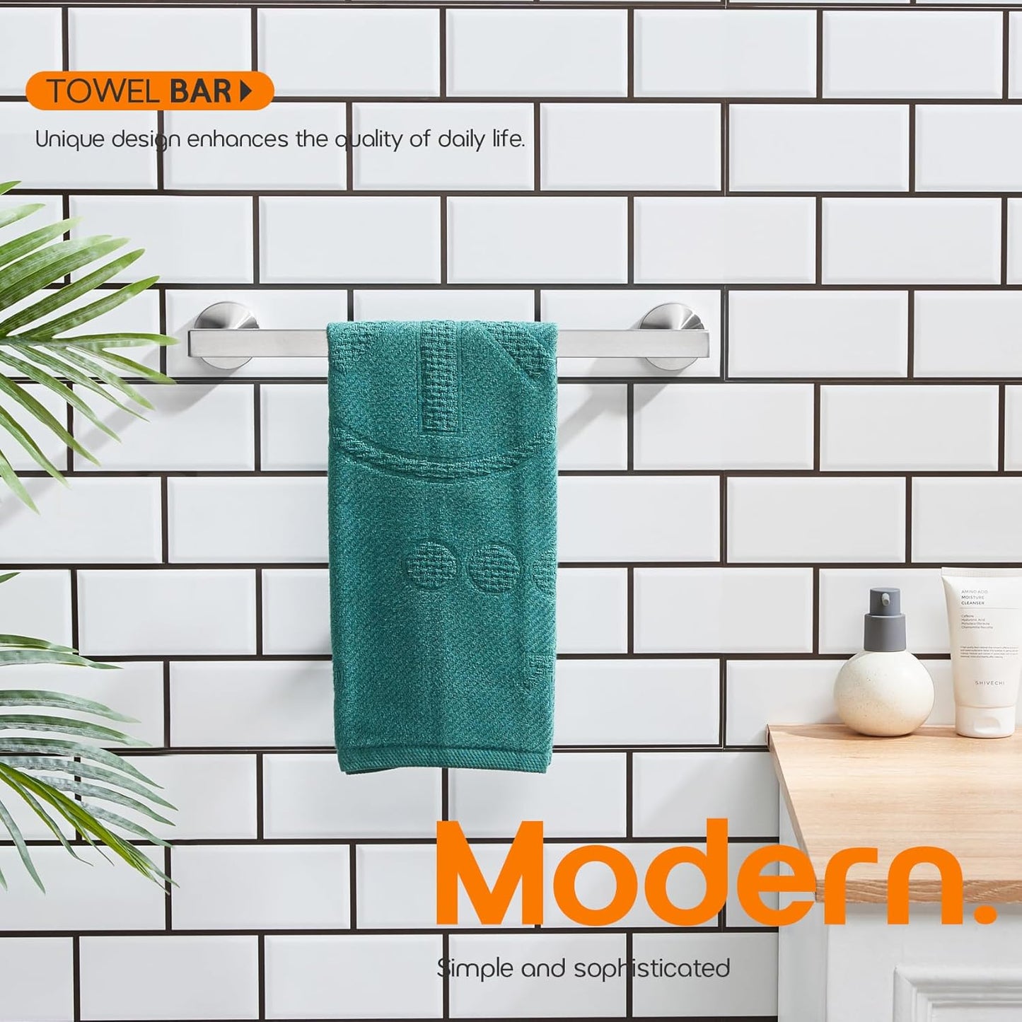 16 Inch Bathroom Towel Bar Bath Towel Rack Kitchen Towel Holder Towel Hanger Wall Mounted SUS304 Stainless Steel 2 Pack Brushed Nickel AN4001BR-L16-P2