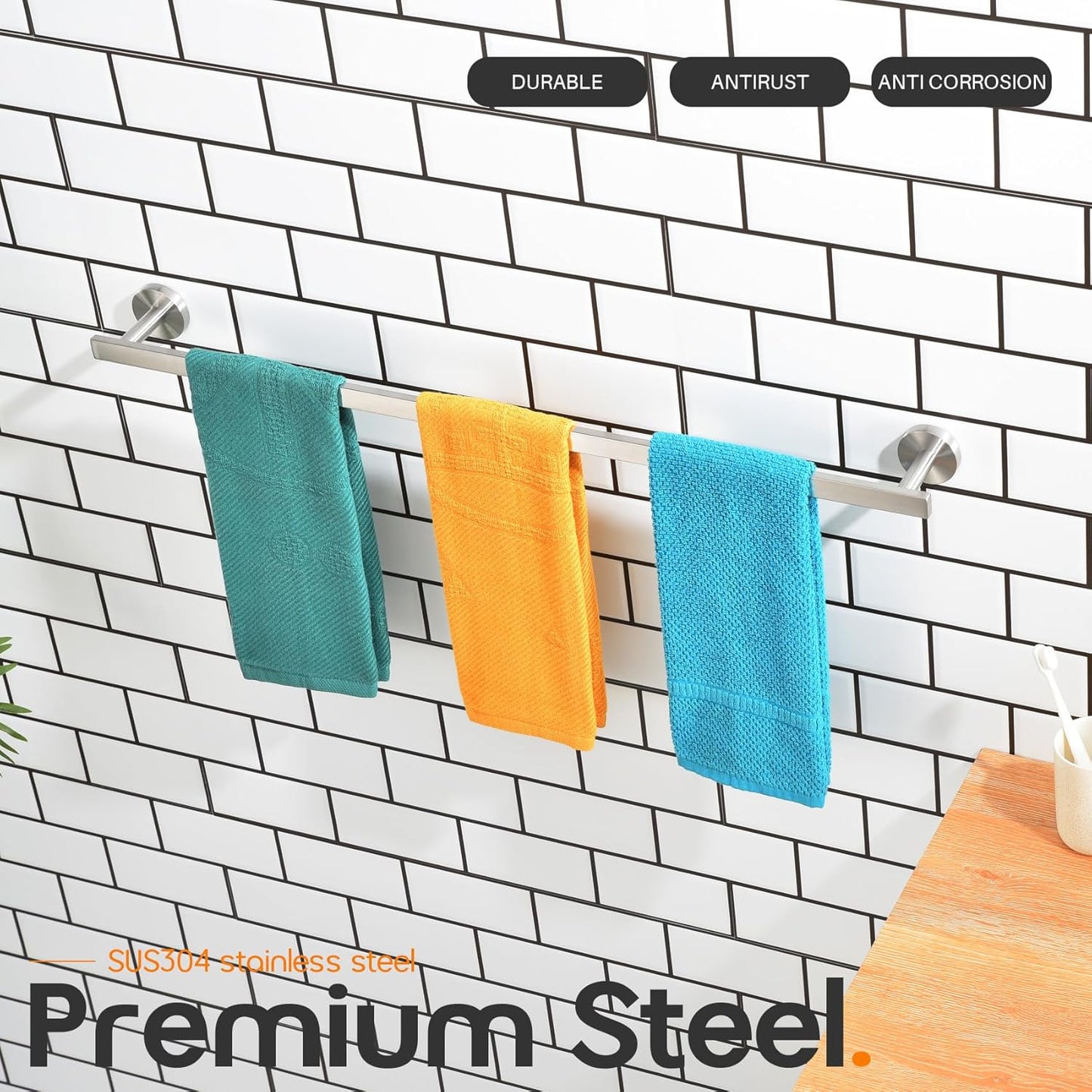 36 Inch Bathroom Towel Bar Bath Towel Rack Kitchen Towel Holder Long Towel Rails Wall Mounted SUS304 Stainless Steel Brushed Nickel AN4001BR-L36