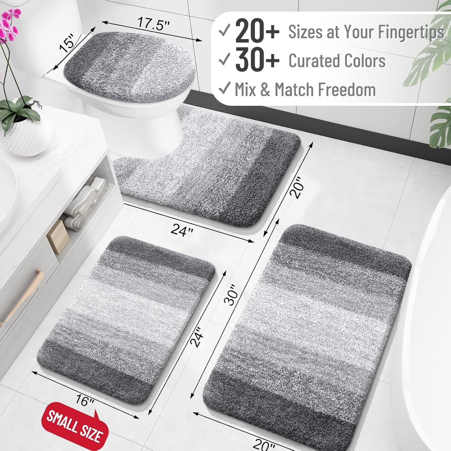 OLANLY Bathroom Rugs Mat 30x20, Extra Soft Absorbent Microfiber Bath Rugs, Rubber Backing, Quick Dry, Machine Washable Bath Mats for Bathroom Floor, Tub and Shower, Home Decor Accessories, Grey