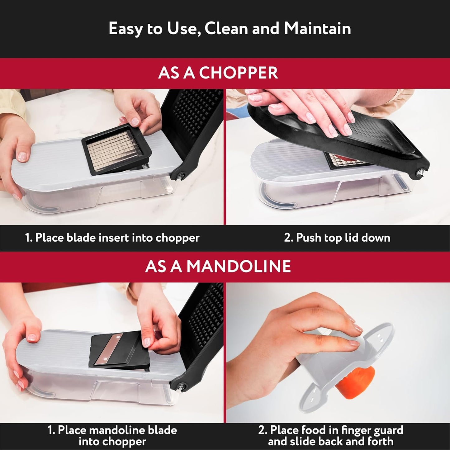 Fullstar Mandoline Slicer for Kitchen - Vegetable Chopper, Onion Potato Food Veggie Fruit Slicer and Cutter with Container, Kitchen Gadgets & Accessories, Home Essentials (6-in-1, White/Black)