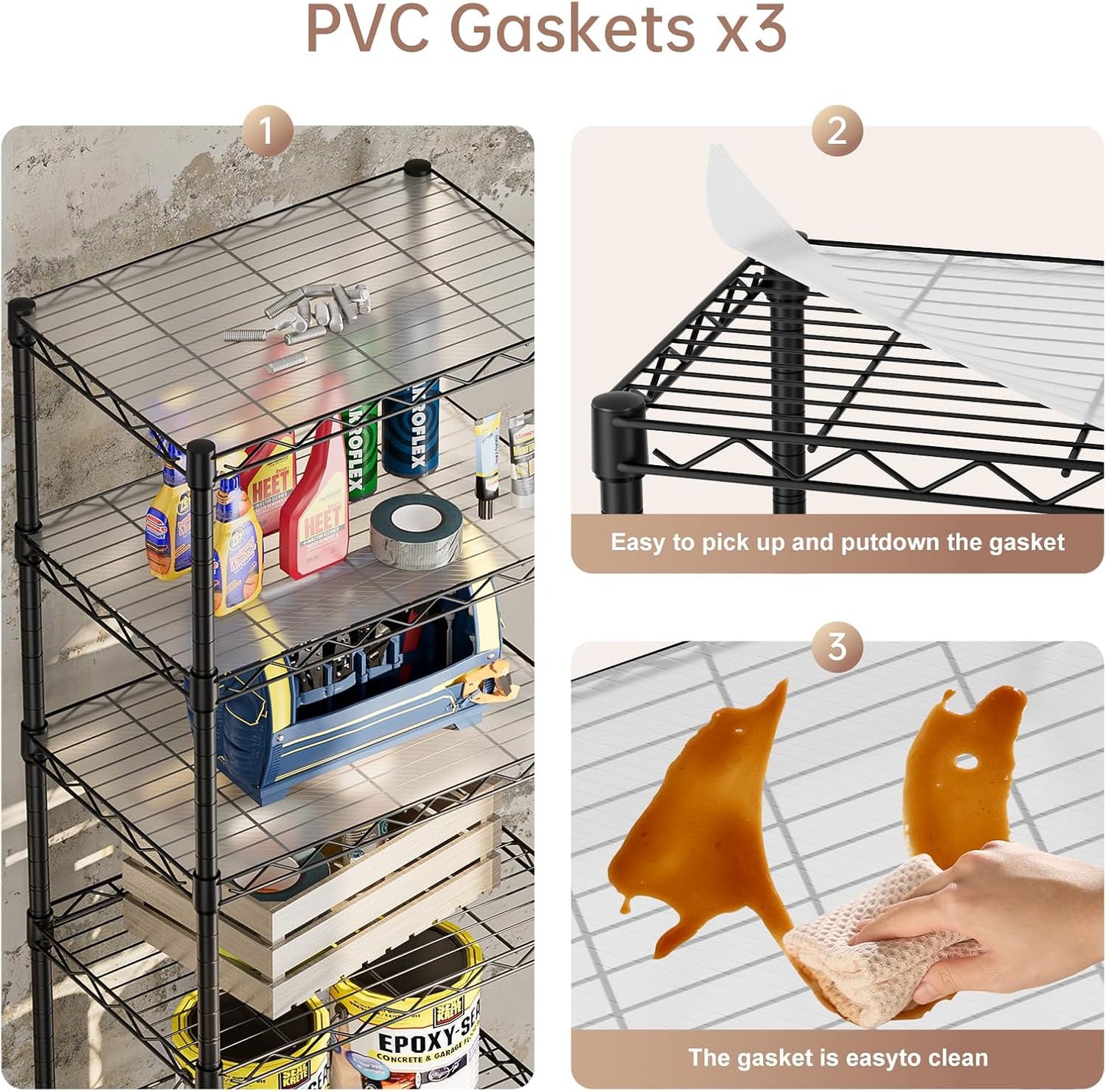 SINGAYE 5 Small Wire Shelves Kitchen Pantry Close Home Organizers and Storage Bathroom Shelf Laundry Room Organization Adjustable Book Metal Garage Shelving Unit