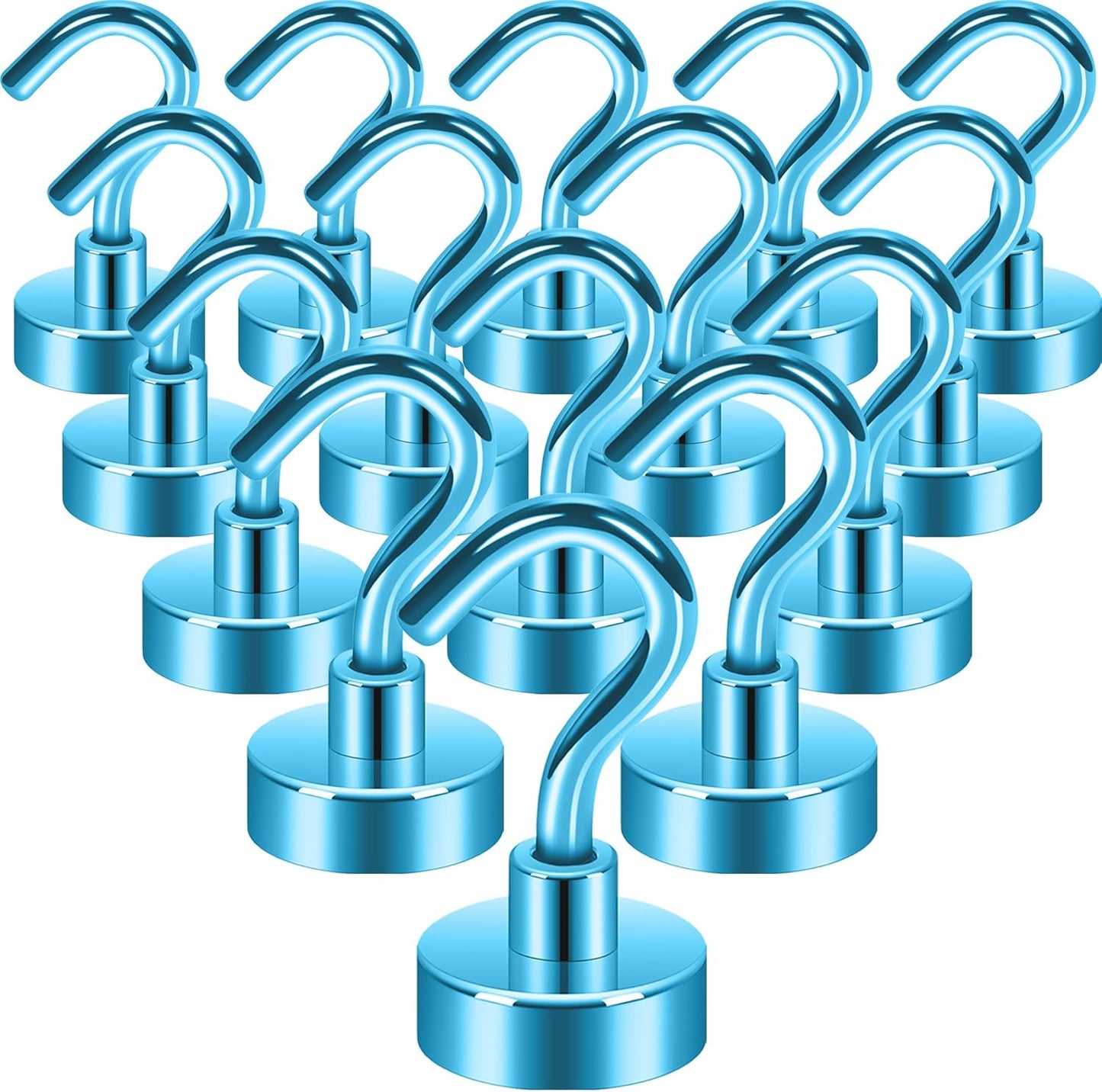 Neosmuk Magnetic Hooks,30lb+ Heavy Duty Earth Magnets with Hook for Refrigerator, Extra Strong Cruise Hook for Hanging, Magnetic Hanger for Curtain, Grill (Royalb+LUE, 15 Pack)