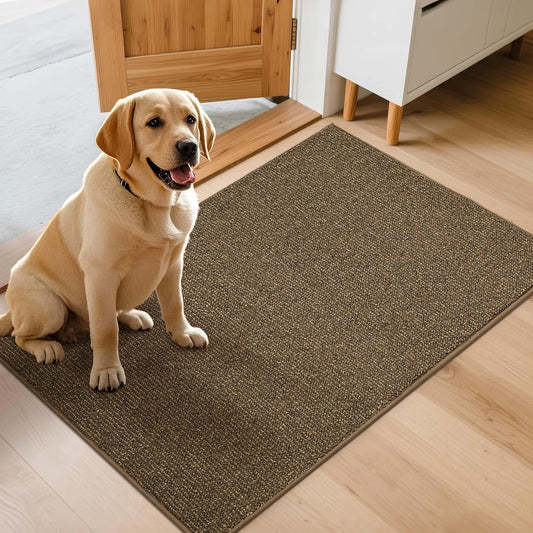 JSEI Dirt Trapper Door Mat 32"x48" Non-Slip Washable Entrance Mat, Dog Doormats, Absorbent & Fade-Resistant Floor Mats, Low Profile Welcome Mats for Entryway, Front Door, and Inside Entrance, Brown