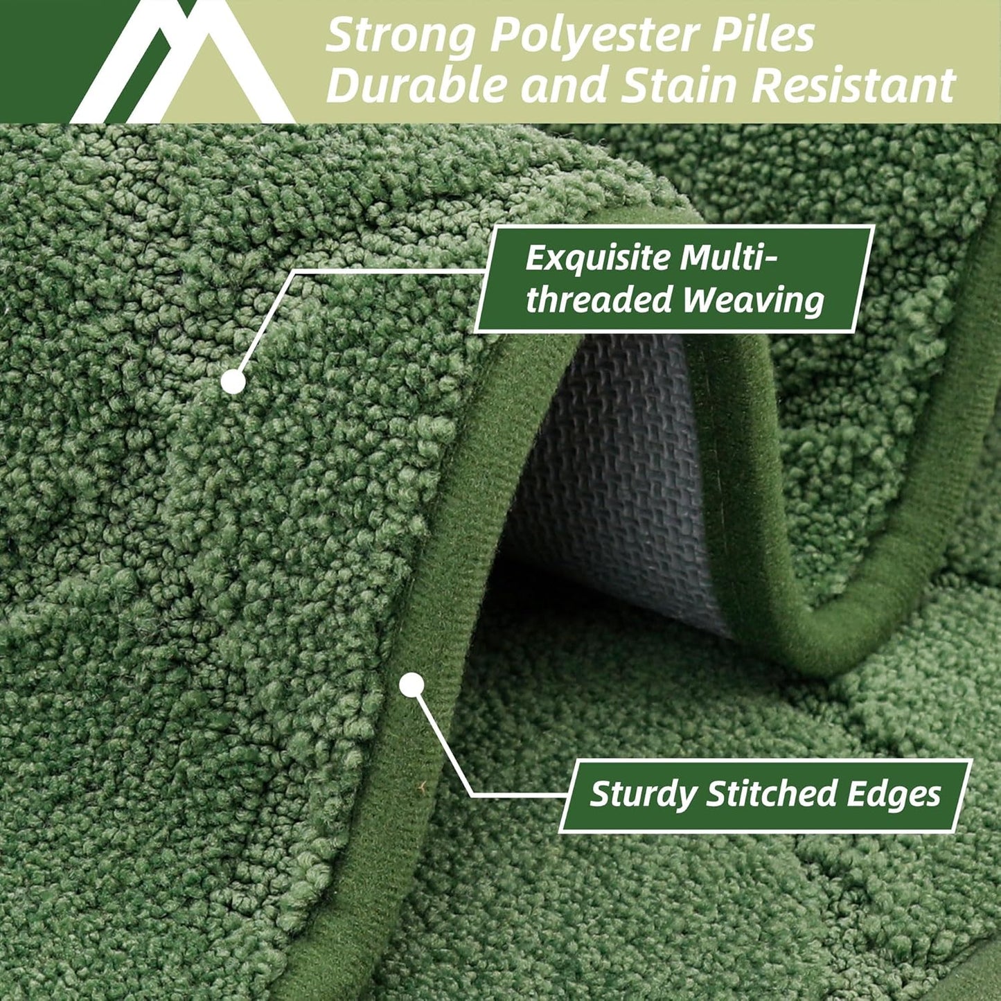 COSY HOMEER Soft Kitchen Floor Mats for in Front of Sink Super Absorbent Kitchen Rugs and Mats 20"x79" Non-Skid Kitchen Mat Standing Mat Washable,Polyester,Green