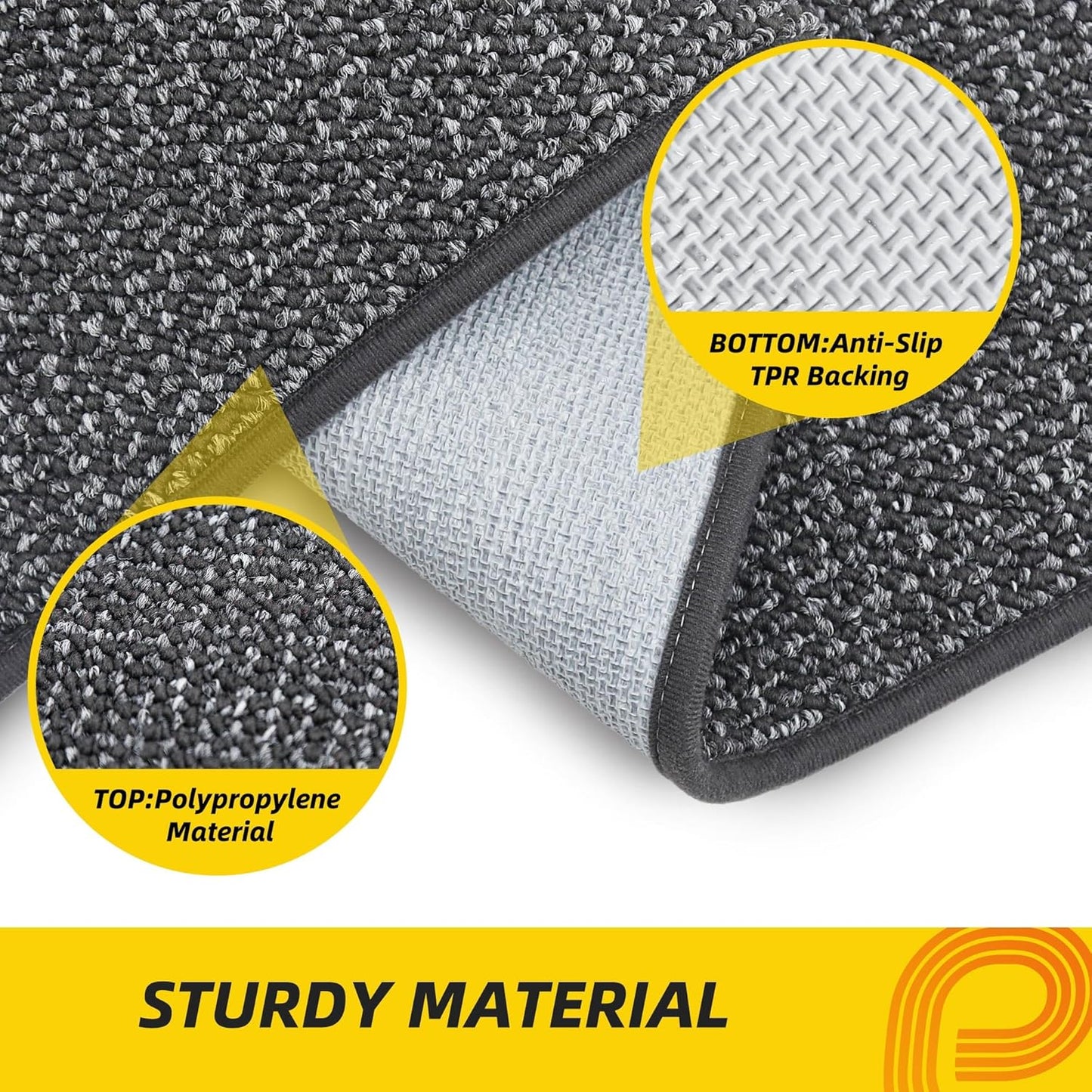 JSEI Dirt Trapper Door Mat 20"x32" Non-Slip Washable Entrance Mat, Dog Doormats, Absorbent & Fade-Resistant Floor Mats, Low Profile Welcome Mats for Entryway, Front Door, and Inside Entrance,Dark Grey