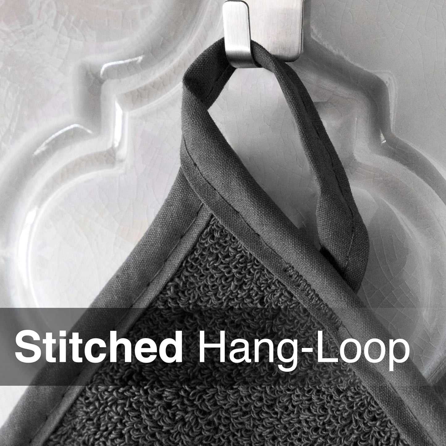 RITZ Terry Potholder & Hot Pad: Unparalleled Heat Resistant, Durable 100% Cotton – Ergonomically Designed for Optimal Grip – Easy-Care Machine Washable – 4-Pack, Graphite