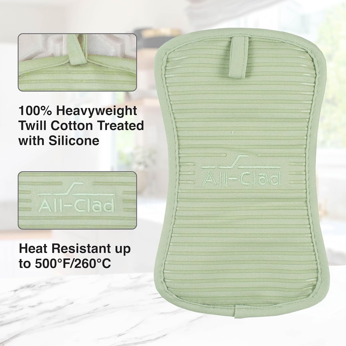 All-Clad Premium Pot Holder & Hot Pad: Heat Resistant to 500 Degrees - 100% Cotton, 10"x6.25" Hot Pad for Kitchen and Barbeque, (1-Pack), Fennel