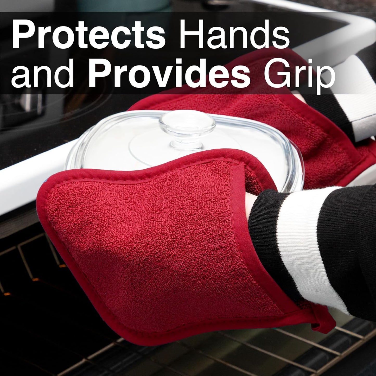 RITZ Terry Pocket Mitt & Hot Pad: Unparalleled Heat Resistant, Durable 100% Cotton – Ergonomically Designed for Optimal Grip – Easy-Care Machine Washable – 2-Pack, Paprika