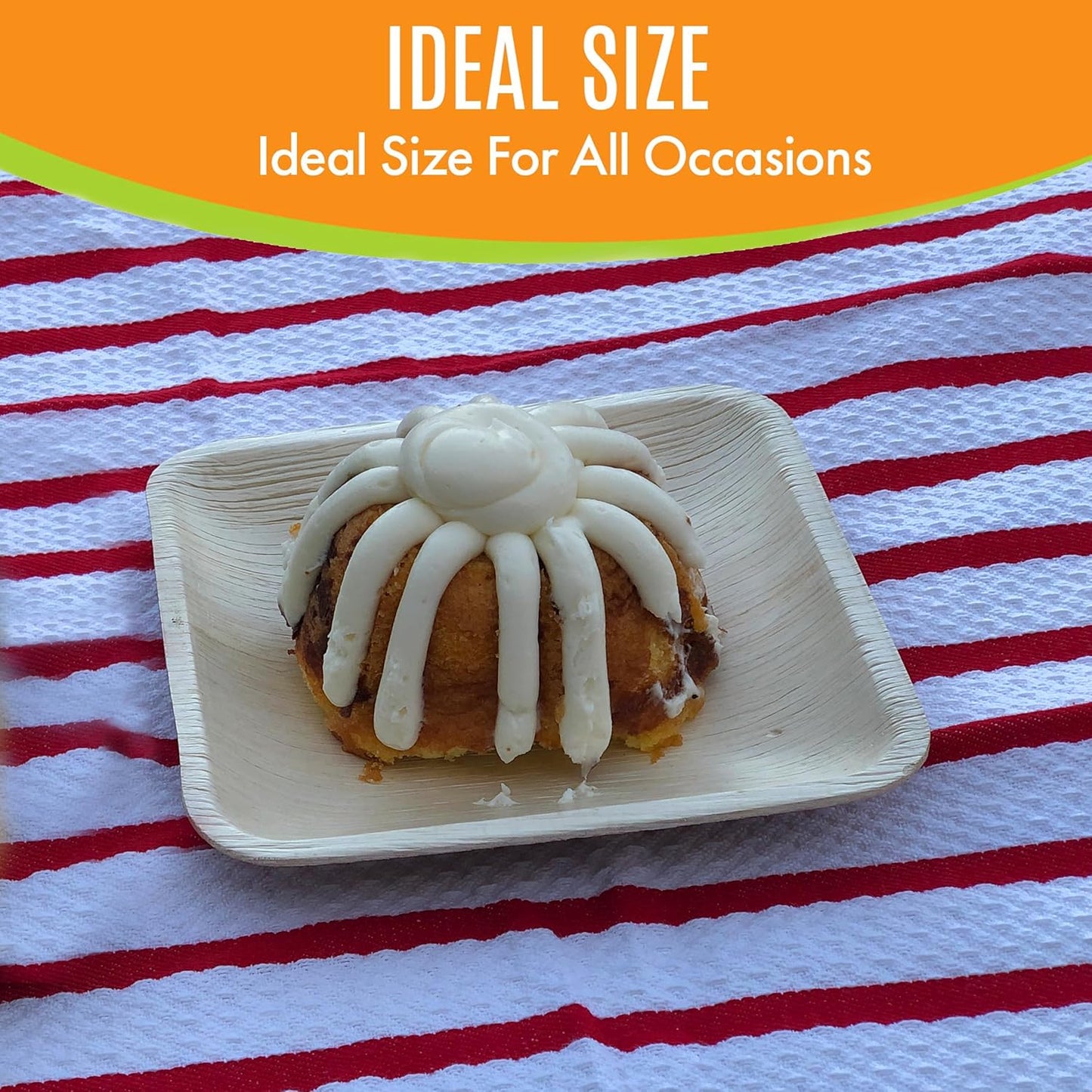 Raj Palm Leaf Bulk Plates 6" 400 Square Plates like Bamboo plates Disposable, Decorative Compostable Tableware for wedding, Lunch, Dinner, Birthday, Camping, Outdoor BBQ, Picnic