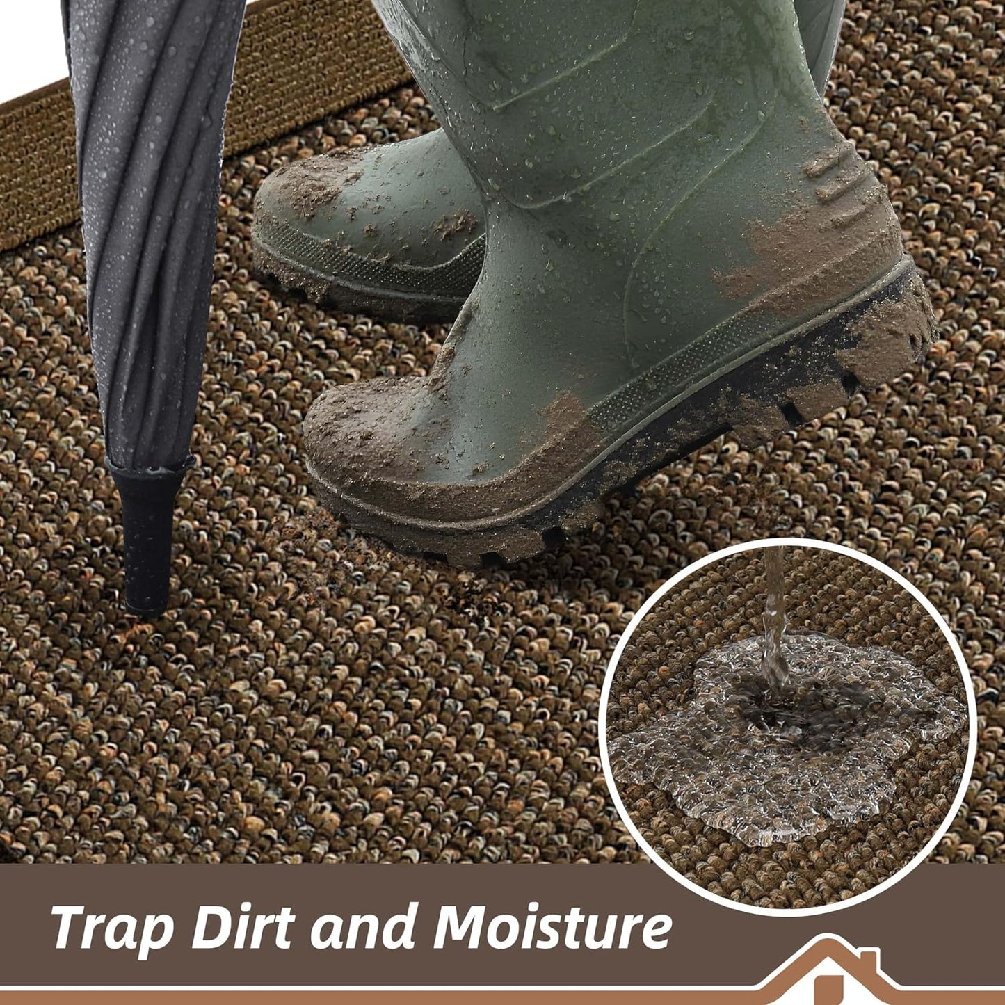 BEQHAUSE Indoor Door Mat 36" x 60", Dirt Trapper Door Mats Non-Slip Entryway Rugs Washable, Resist Dirt Absorbent Welcome Mat, Low Profile Floor Mats for Front Back Door and Entryway, Brown
