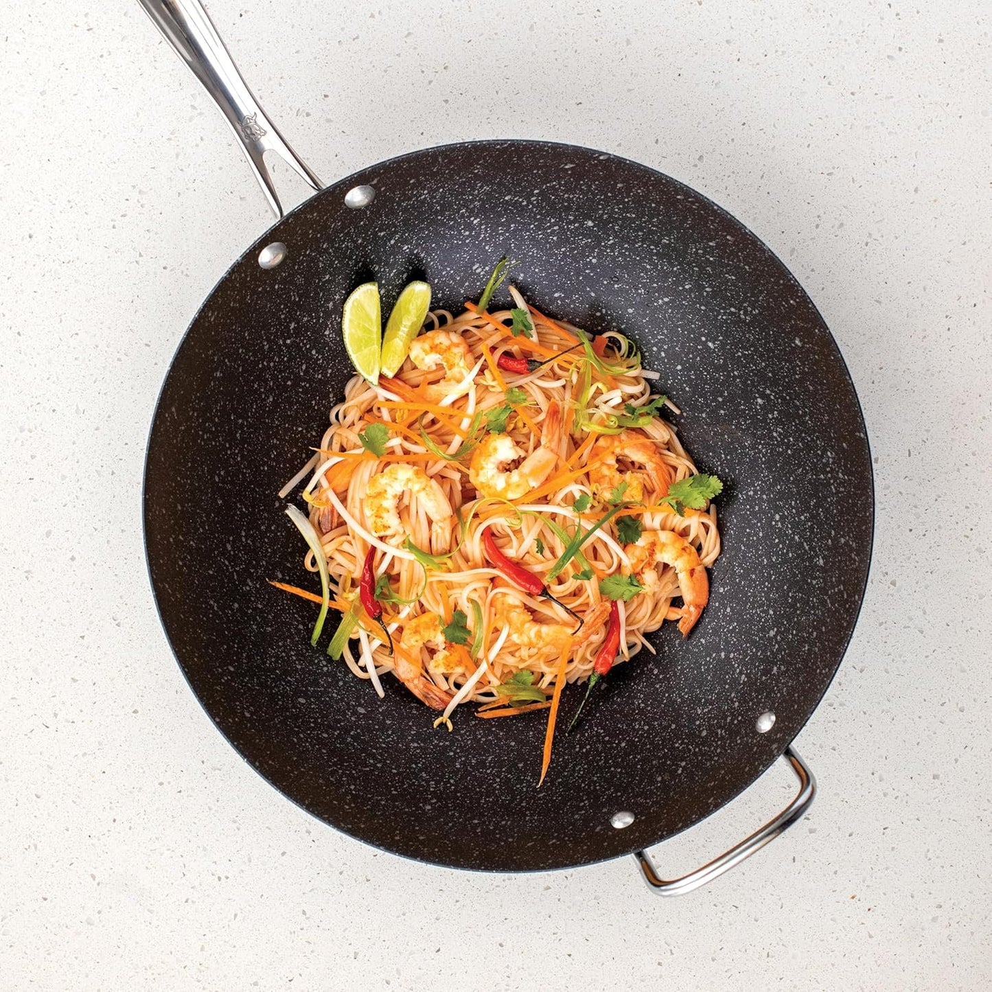 Nordic Ware Basalt Aluminized Steel Spun Wok, 14-Inch, Ceramic Coating