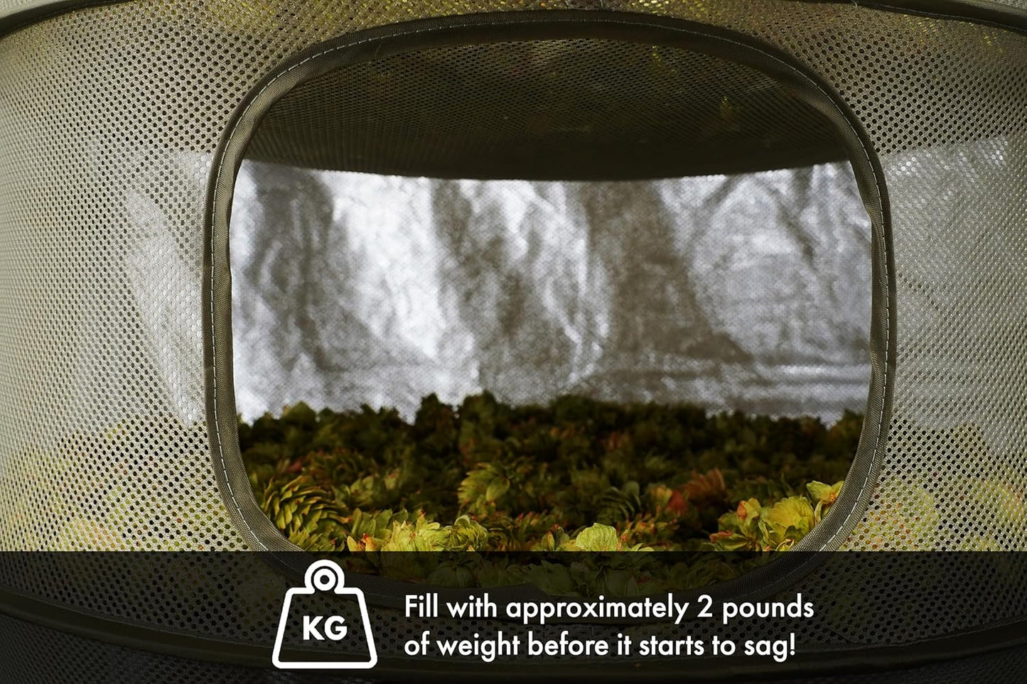 Grow1 2ft Drying Rack 1-Piece Collapsible Mesh Herb and Flower Hanging Dryer with Carrying Case for Even Airflow and Secure Harvest Storage