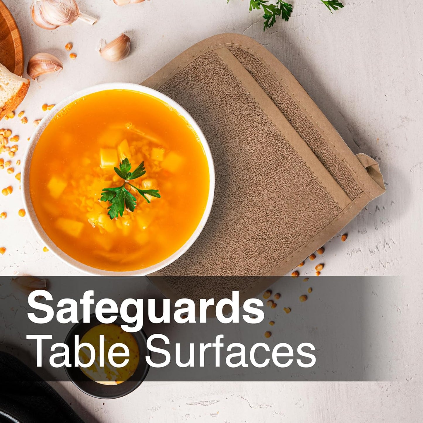 RITZ Terry Pocket Mitt & Hot Pad: Unparalleled Heat Resistant, Durable 100% Cotton,Ergonomically Designed for Optimal Grip, Easy-Care Machine Washable 2-Pack, Mocha