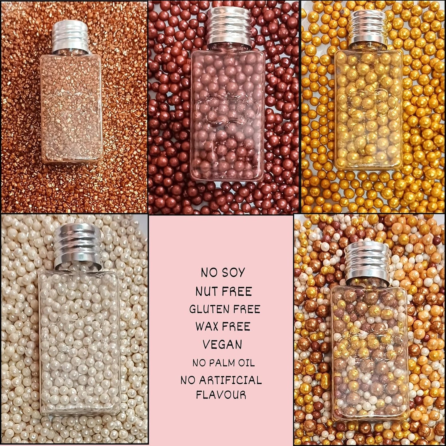 Confect Sprinkle Mix – Edible Gold, Bronze & White Sugar Pearls with Copper Sparkling Sugar –Great Gatsby Disco Ball- Elegant Cake, Cupcake & Cookie Decorating Sprinkles –Vegan, Gluten-Free, Nut-Free, Soy-Free, Dairy-Free, Palm Oil-Free, Dye Free- 5 Oz