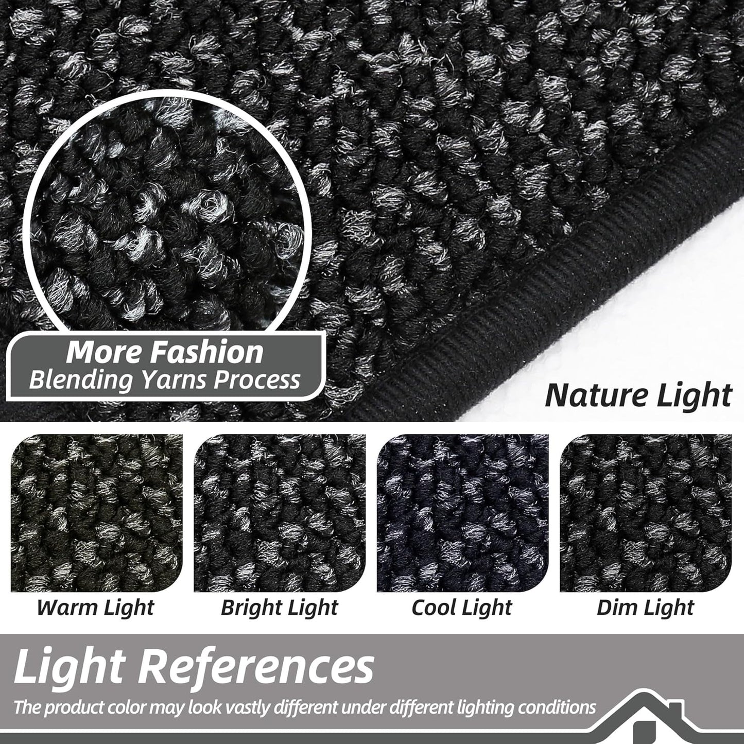 BEQHAUSE Kitchen Rugs 20"x32", Non-Slip Kitchen Mats for Floor, Super Absorbent and Stain Resistant Kitchen Rugs, Machine Washable Rugs for Kitchen, Hallway, Laundry & Sink, Black