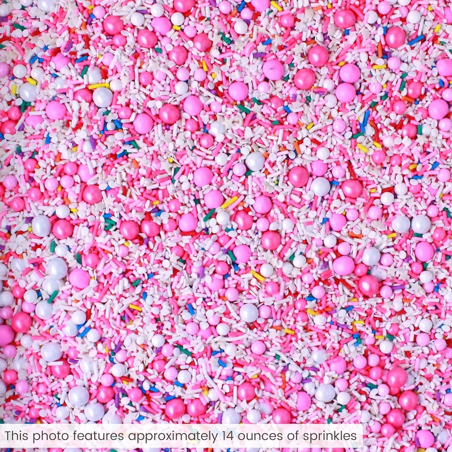 Sprinkle Pop A Frosted Affair Sprinkles Mix| Pink White Sprinkles with Rainbow Pops| Decorating Sprinkles Made in USA for Girl Baby shower Gender Reveal Birthday Cake Cupcakes Donuts Cookies, 2oz