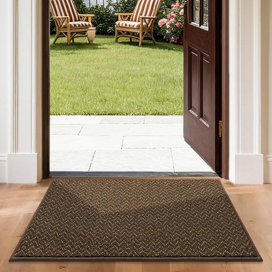 COSY HOMEER-Door-Mat 24"x36" Non Slip Absorbent Entryway Rugs Dirt Trapper Doormats Washable Entrance Mats Low Pile Welcome Floor Mat for Front Back Door and Entry Mats,Brown