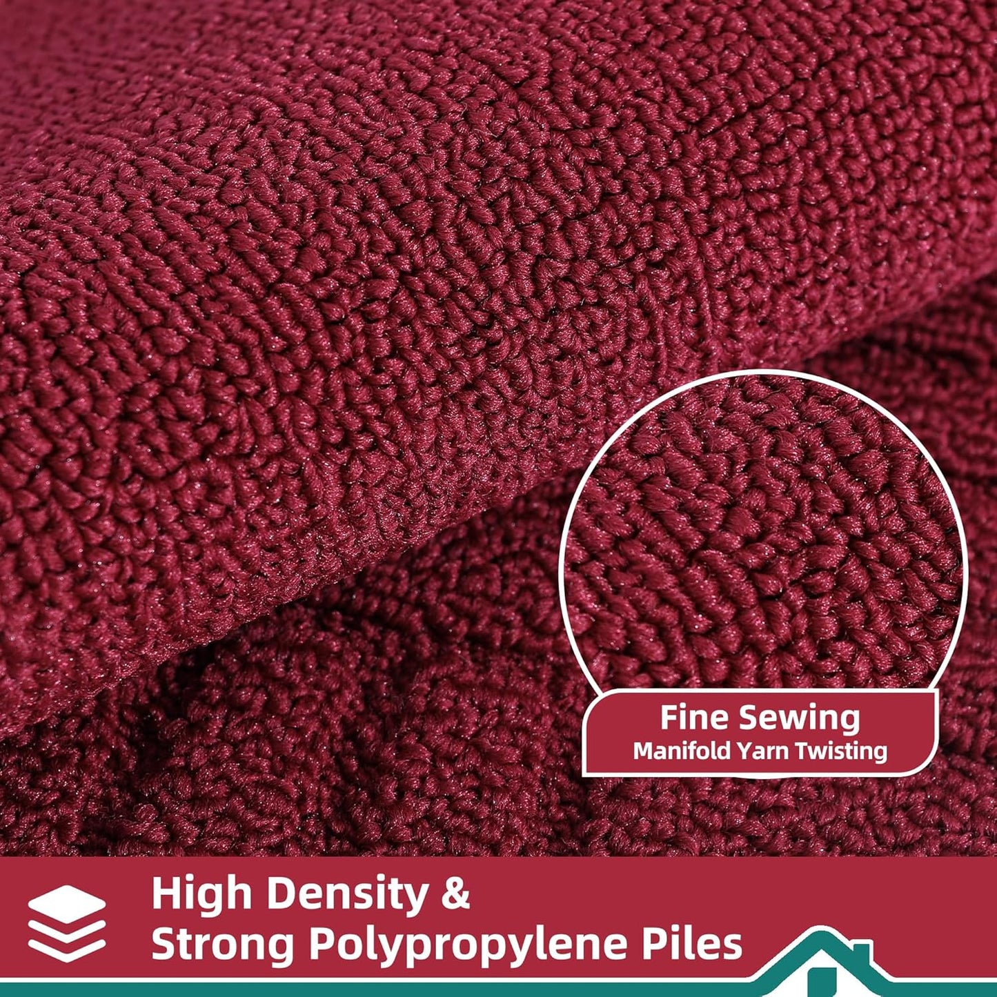 BEQHAUSE-Kitchen-Rugs-and-Mats [2PCS] Non Slip Kitchen Mats for Floor,Machine Washable Burgundy Red Kitchen Rugs,Polypropylene Kitchen Floor Mat with TPR Backing 20x30inch/20x48inch