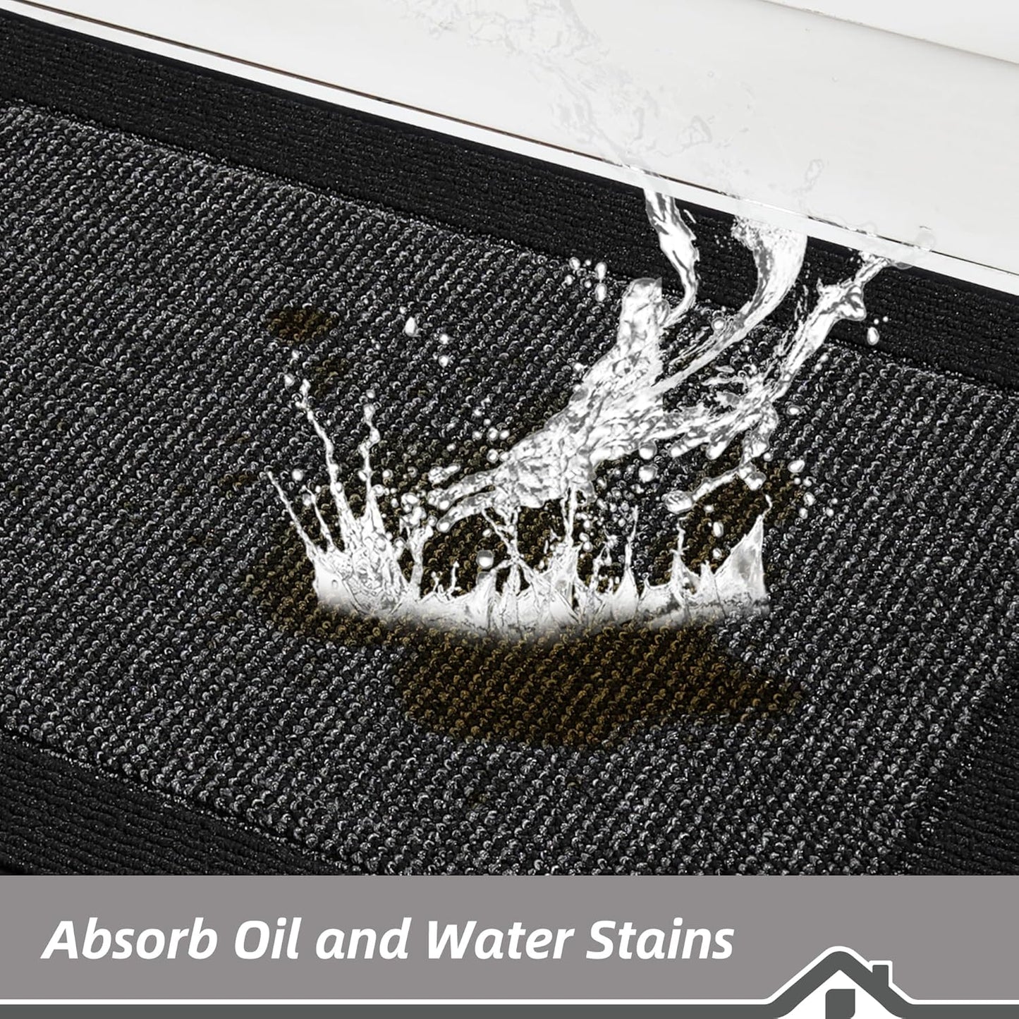 BEQHAUSE Kitchen Runner Rugs 24"x60", Kitchen Rugs Non-Slip Kitchen Mats for Floor, Absorbent and Stain Resistant Kitchen Mats, Machine Washable Rug for Kitchen, Hallway, Laundry & Sink, Black