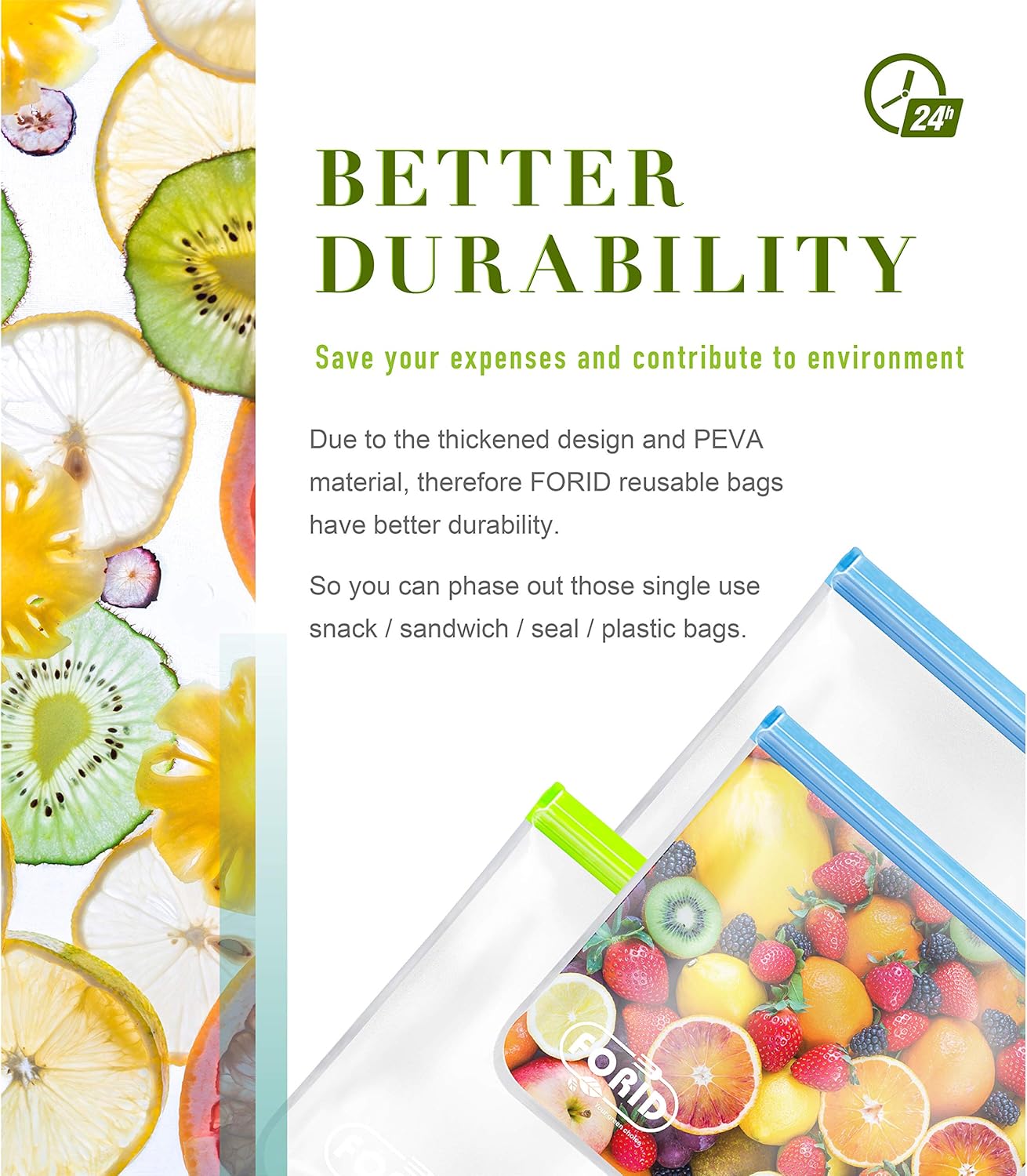 FORID Reusable Gallon Freezer Bags, 6 Pack Leakproof Extra Thick 1 Gallon Bags for Marinate Food & Fruit Cereal Sandwich Snack Meal Prep Travel Items Home Organization Storage