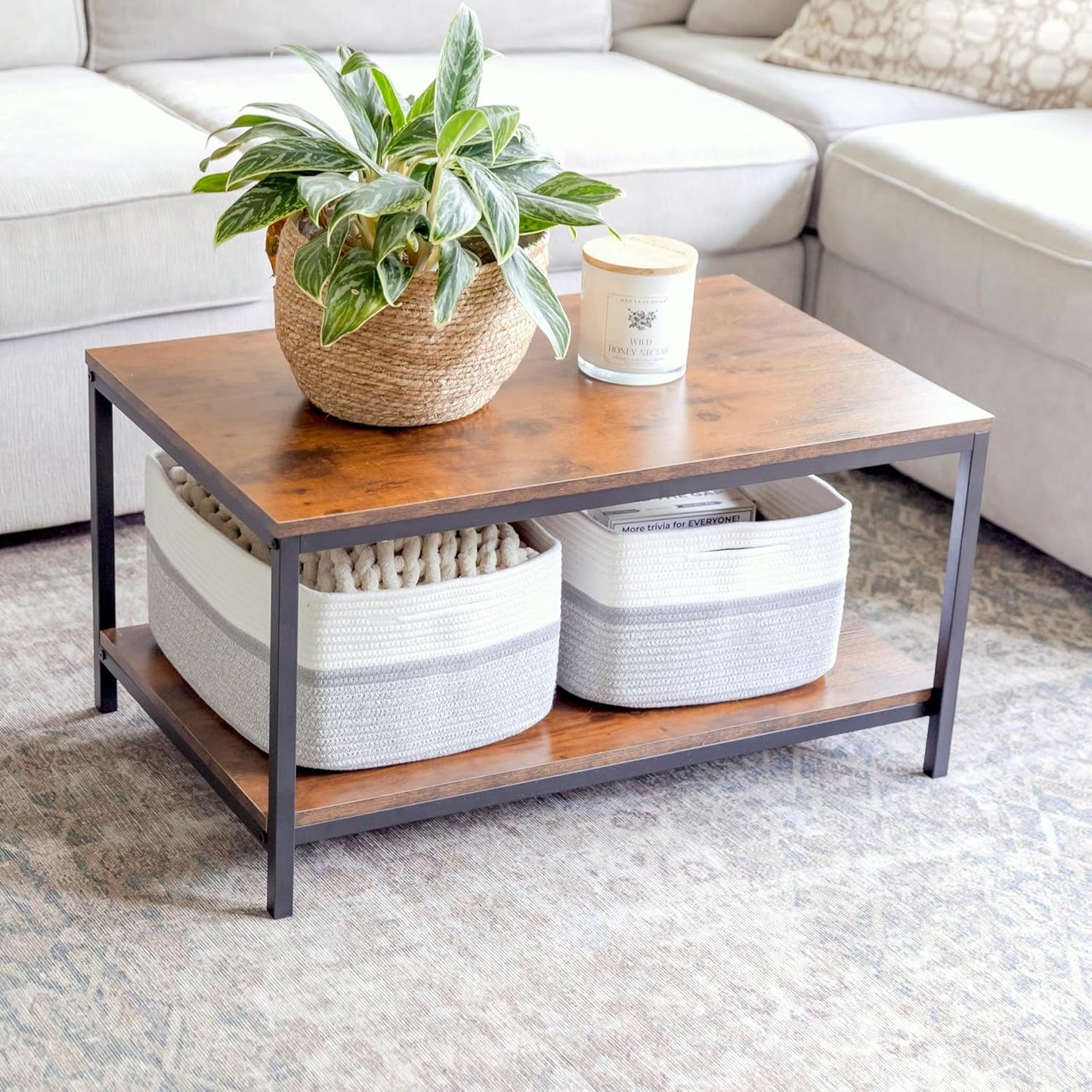 NaturalCozy Storage Baskets 16.8”x13”x7.6” Cotton Rope Woven Baskets for Organizing 3-Pack | Toy Storage Bins | Basket for Shelves, Laundry, Blanket, Clothes, Closet, Kitchen, Bathroom, Gifts