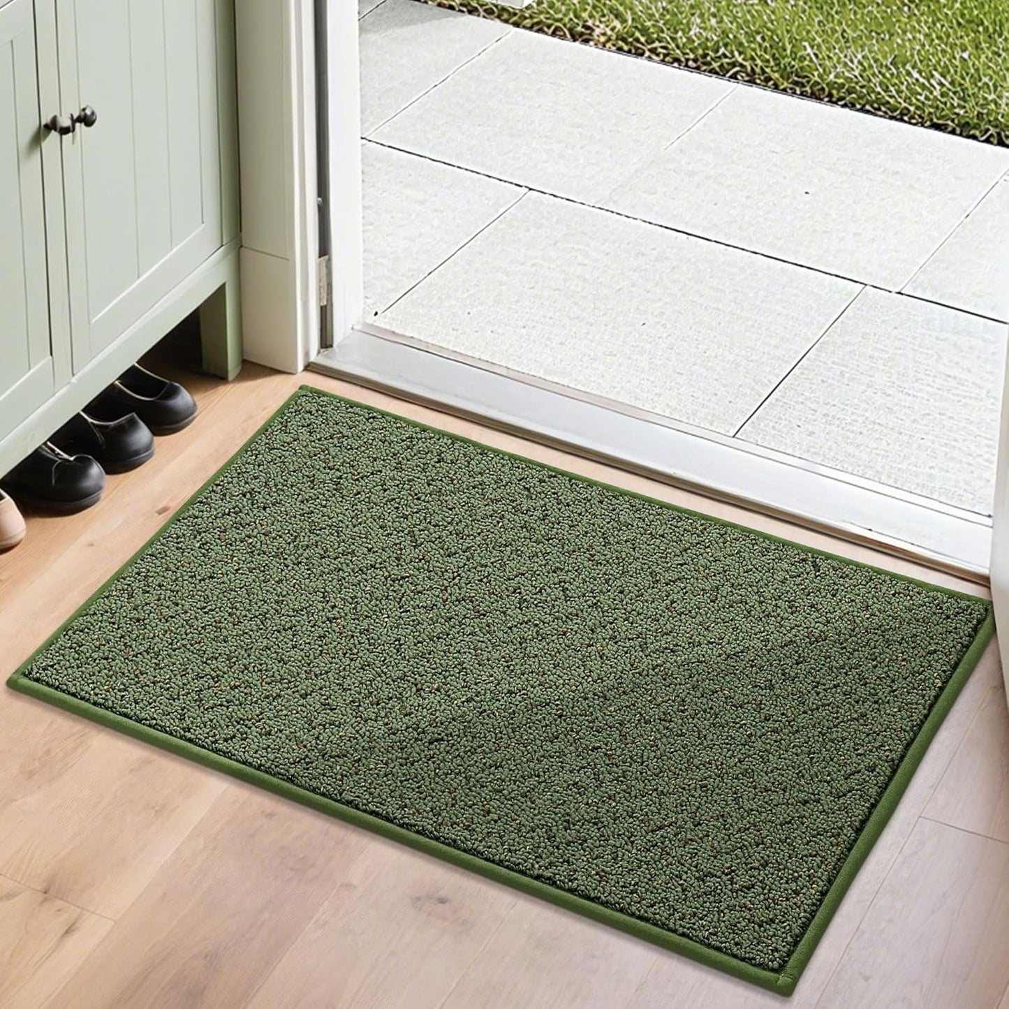 COSY HOMEER-Door-Mat 20" x 32" Non Slip Absorbent Entryway Rugs Dirt Trapper Doormats Washable Entrance Mats Low Pile Welcome Floor Mat for Front Back Door and Entry Mats,Green