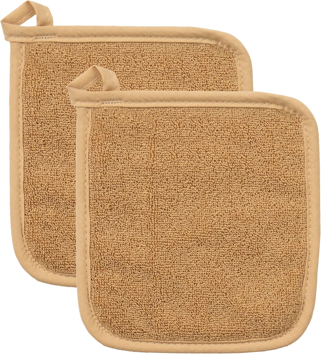 RITZ Terry Potholder & Hot Pad: Unparalleled Heat Resistant, Durable 100% Cotton – Ergonomically Designed for Optimal Grip – Easy-Care Machine Washable – 2-Pack, Straw